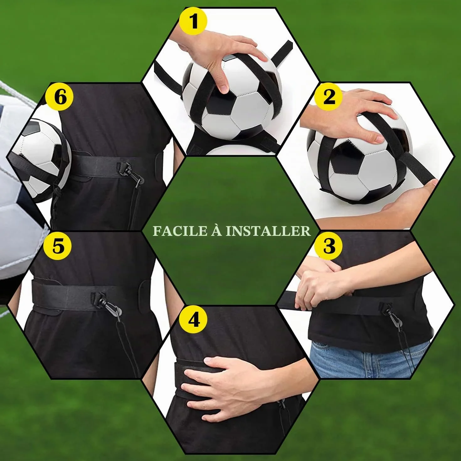 Ceinture d'entraînement football ajustable avec élastique 10 plots pour enfant adulte ballon foot volleyball rugby