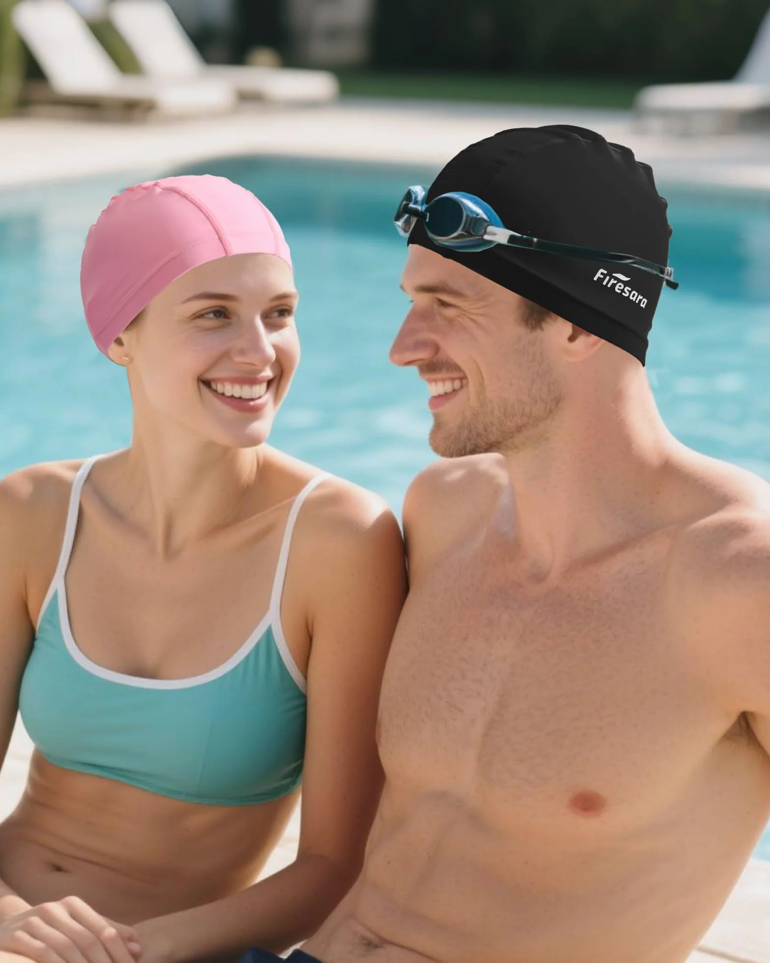Firesara Bonnet de Bain Lycra Anti-déchirure Non-Glissement pour Hommes Femmes Cheveux Courts Longue Adulte