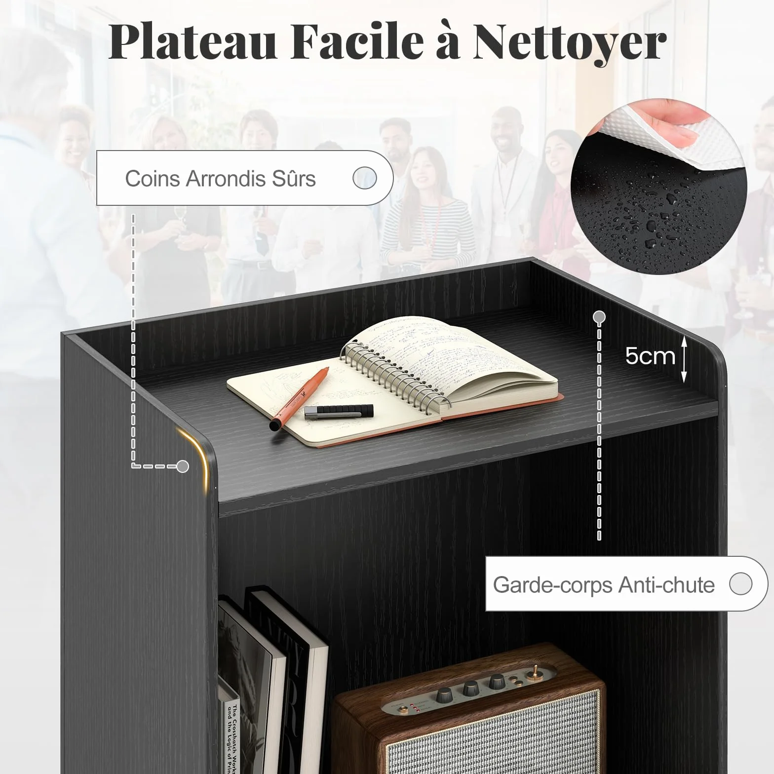 GYMAX Pupitre Mobile avec Roulettes Verrouillables, Table Haute, 57 x 37 x 105 cm, Noir