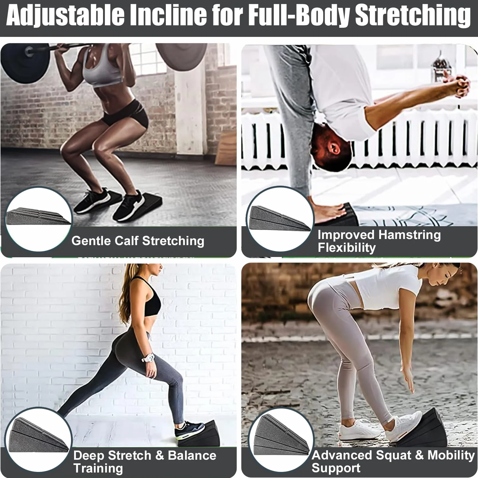 Lot de 3 Planches Inclinée Étirement Réglable Jambes Slant Board Fitness Squat