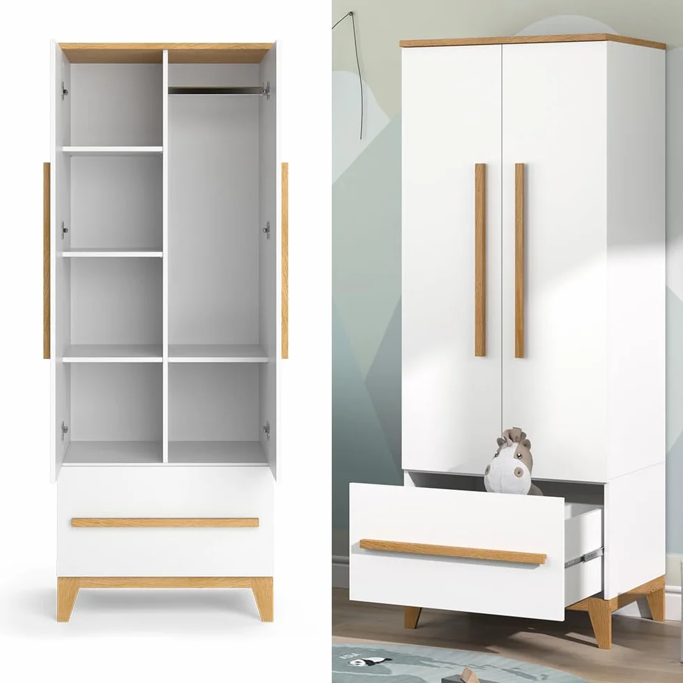 VitaliSpa Armoire Enfants Malia Blanc 70x186.8cm Rangement Vêtements