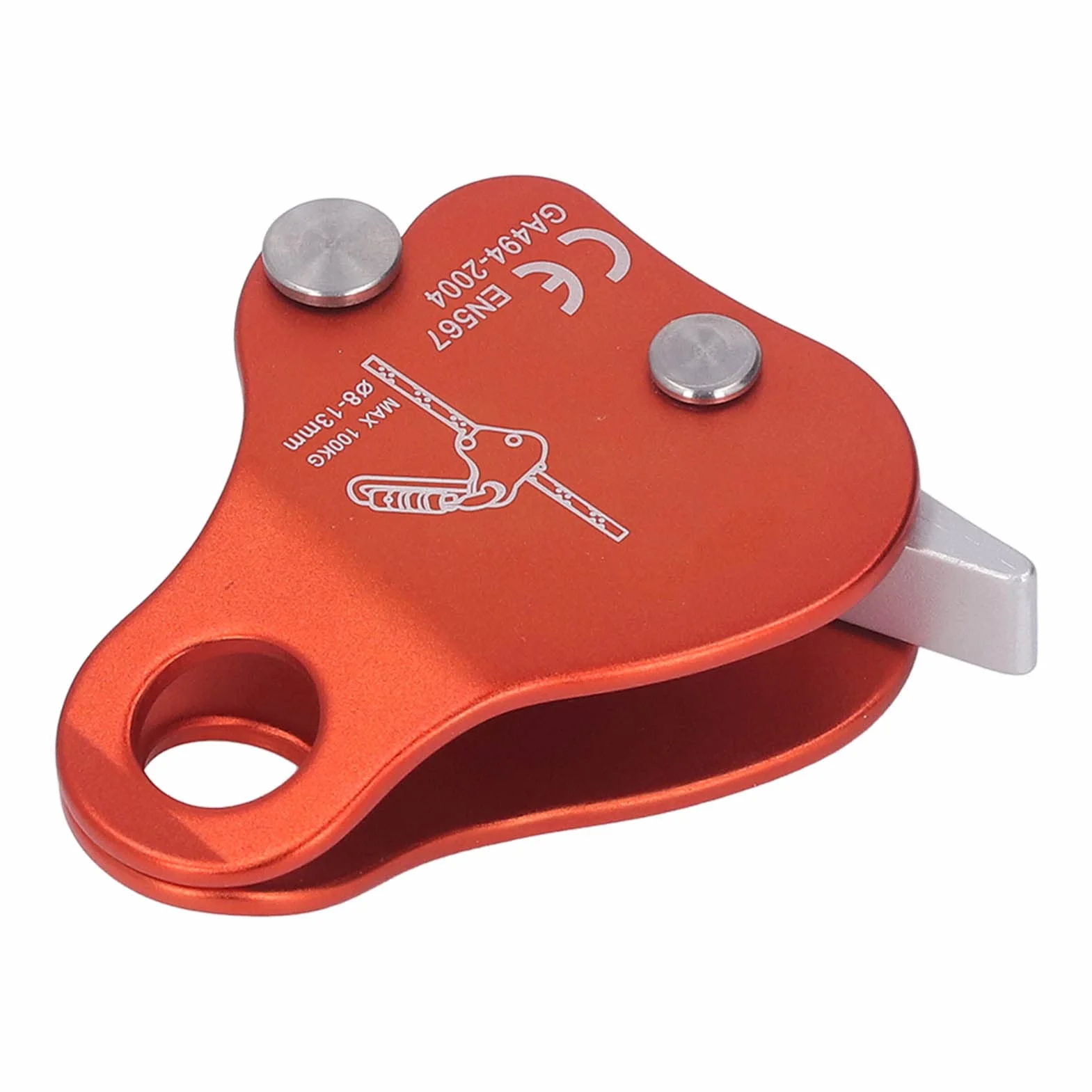 Keenso Bloqueur de Corde d'escalade en Alliage D'aluminium Autobloquant 8‑13 Mm Bloqueur de Corde d'escalade pour L'alpinisme d'escalade en Plein Air (Orange)