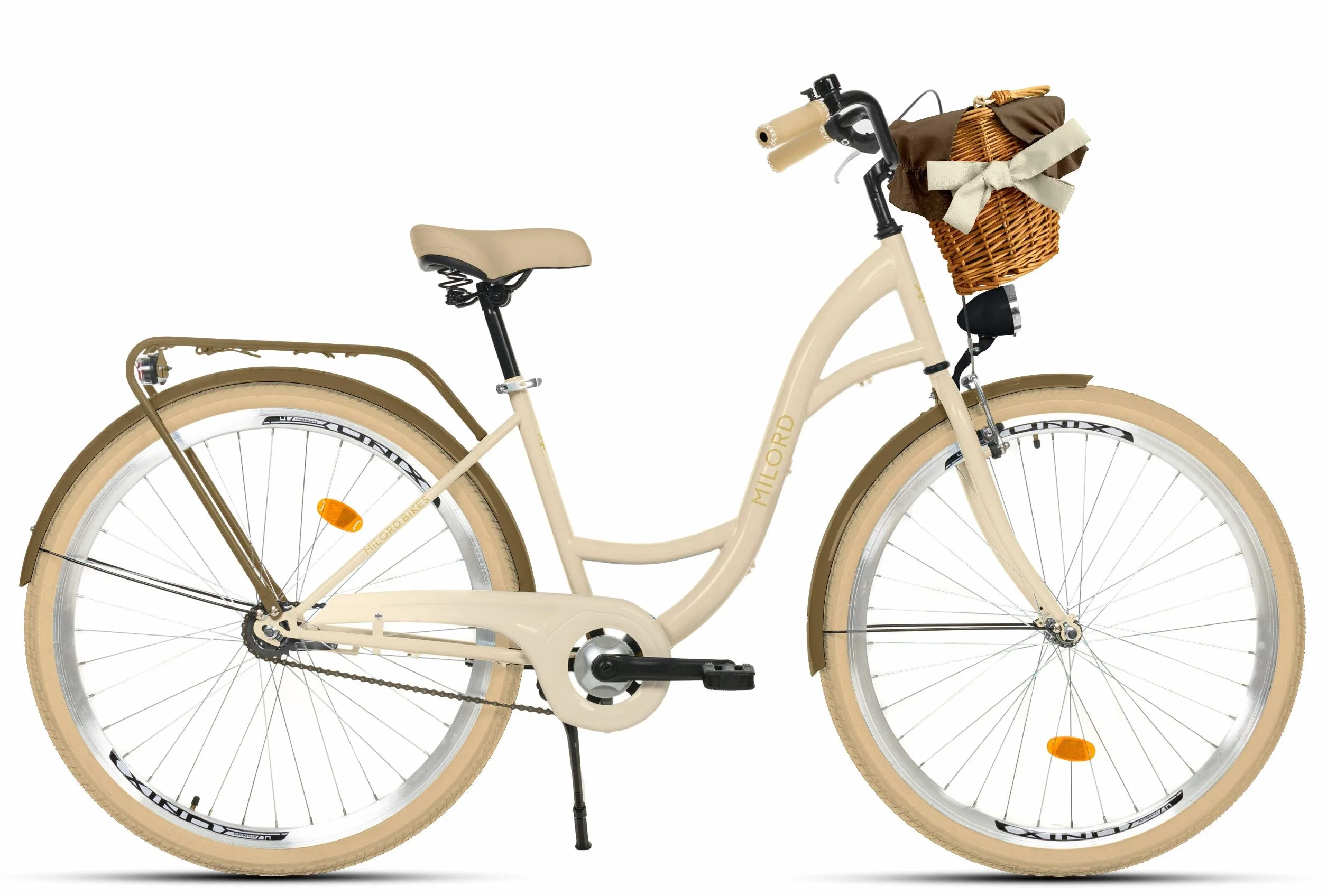 MILORD Vélo Confort Brun 28 Pouces 1 Vitesse Panier Porte-Bagages arrière