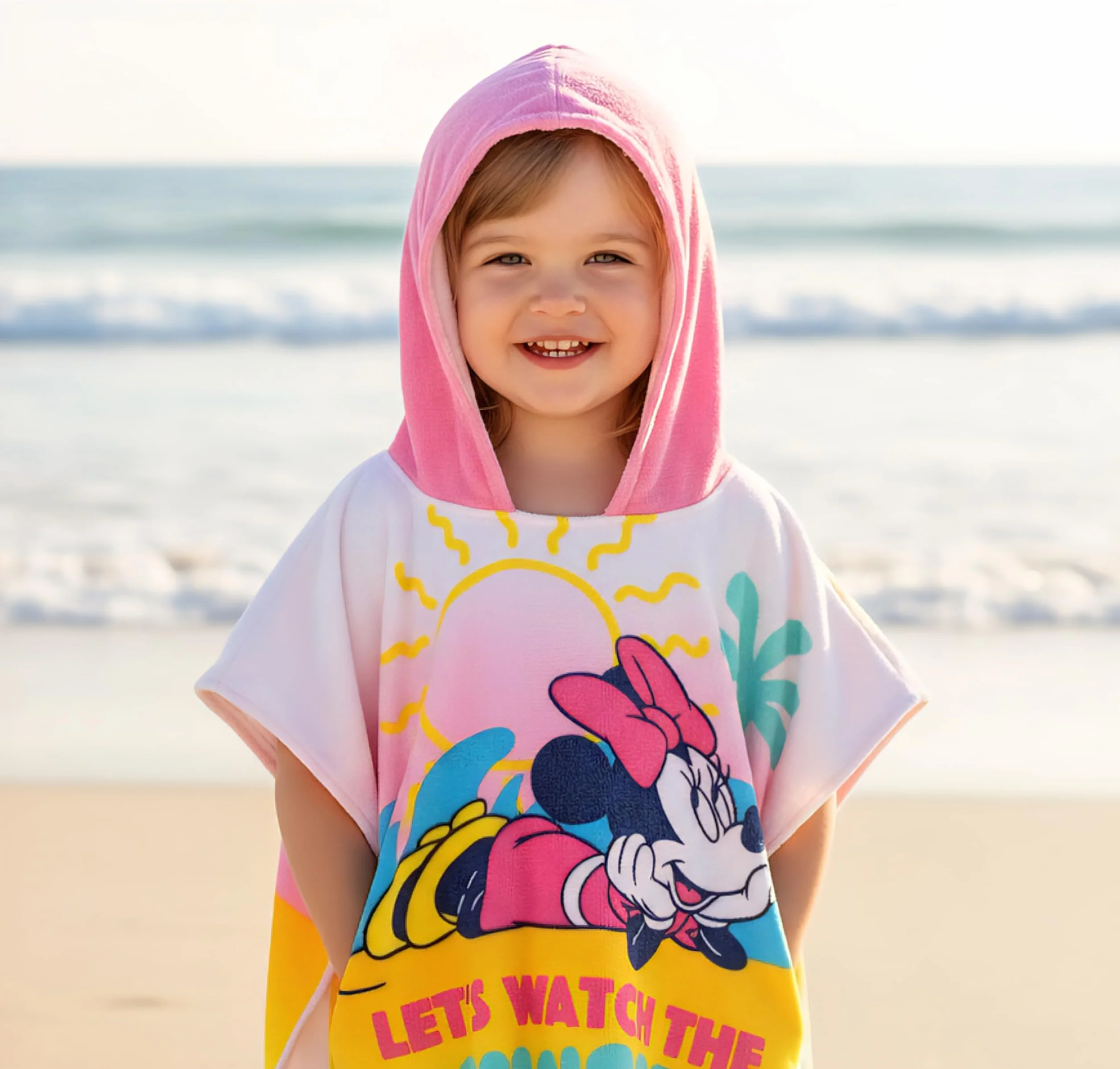 Ellepi peignoir de plage poncho enfant Disney fille coton Minnie Topolino Sirène Cars taille unique