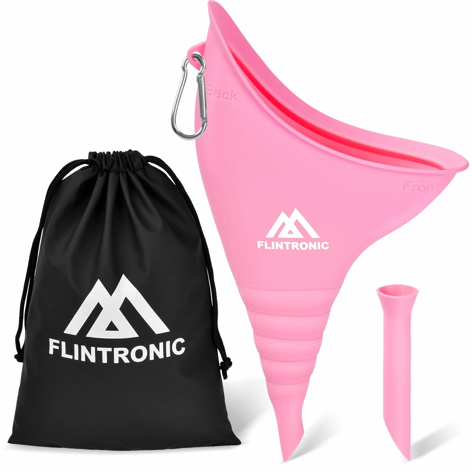 flintronic Urinoir Féminin Réutilisable en Silicone avec Tube d'Extension et Mousqueton