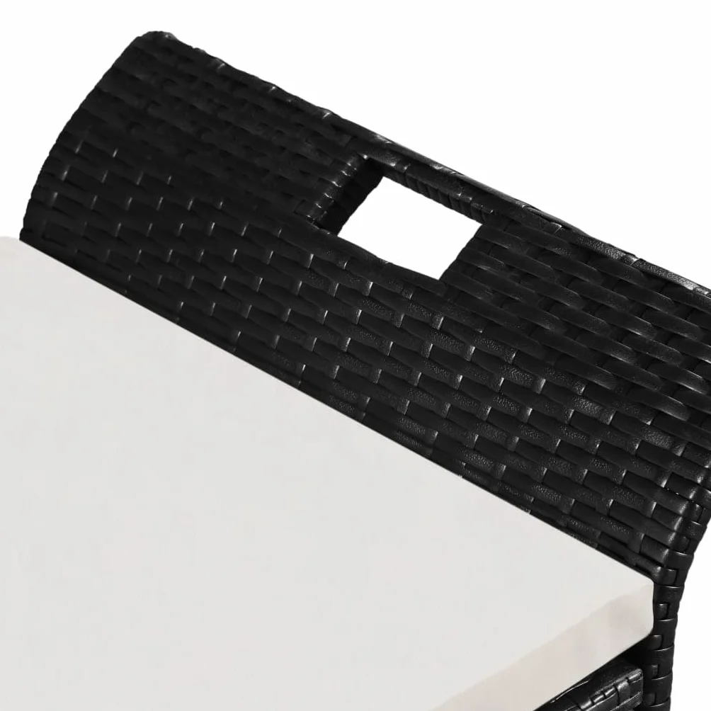 vidaXL Banc de Rangement Résine Tressée Noir/Blanc Crème Banquette