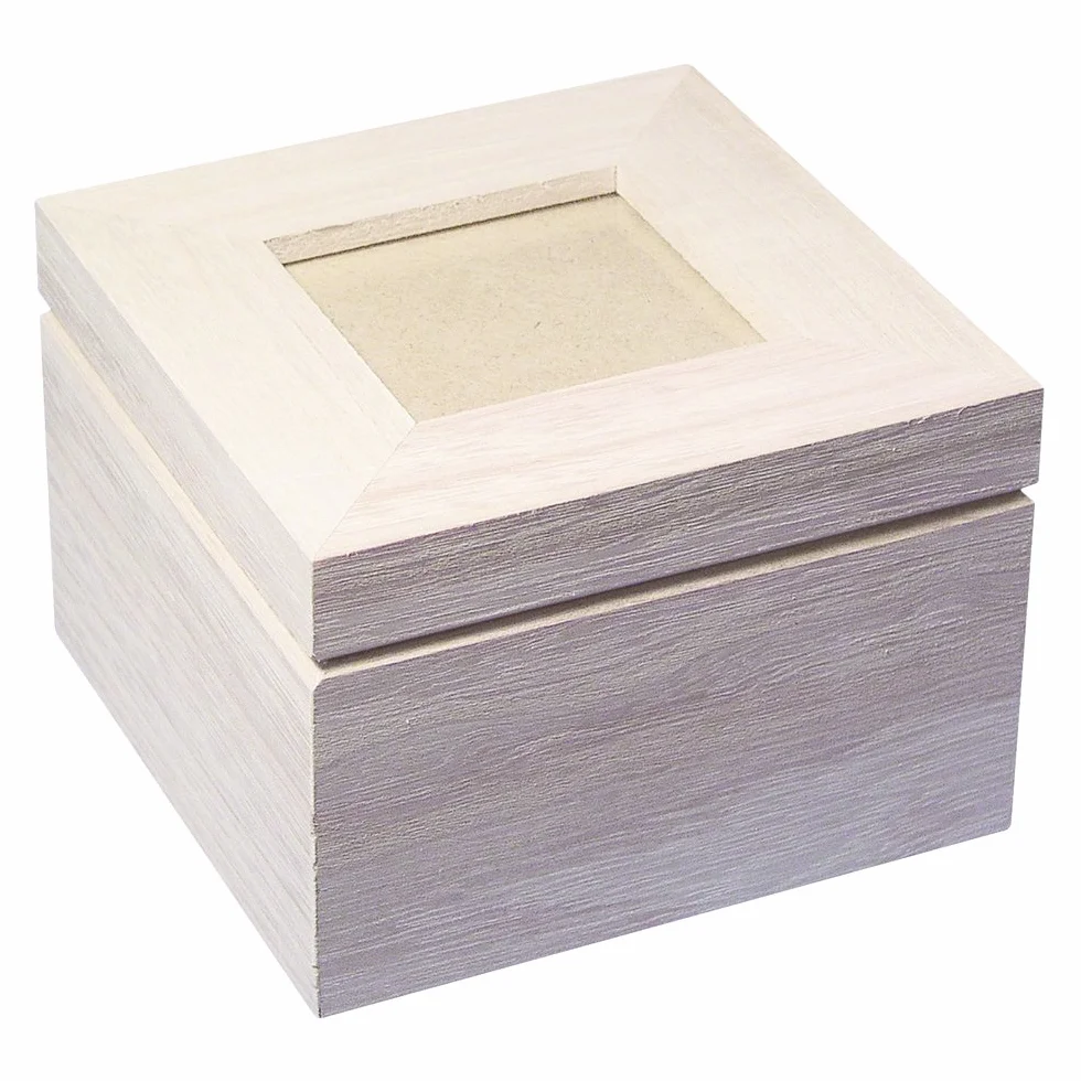 Rayher boîte en bois avec couvercle FSC 12x12x7,6cm beige
