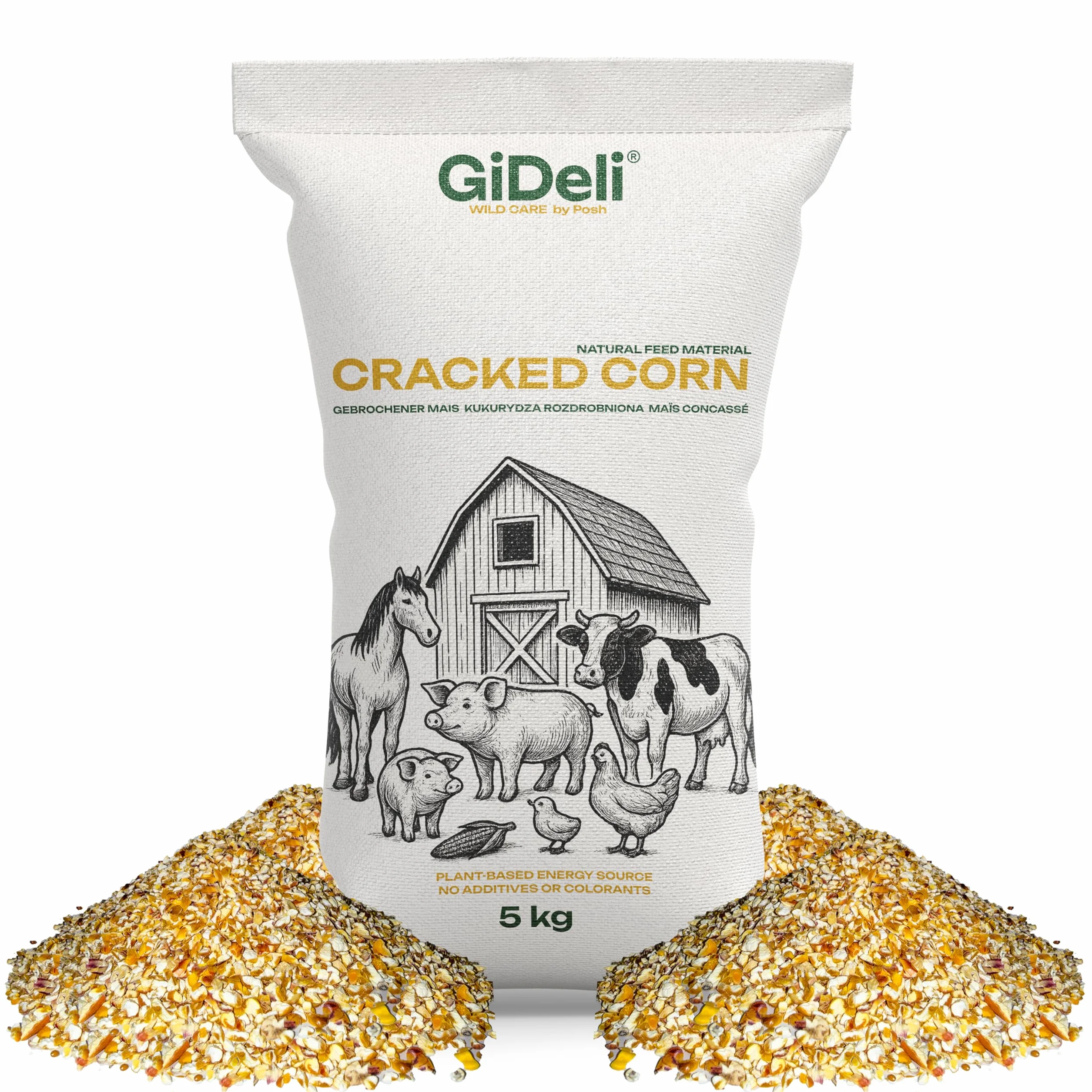GiDeli Maïs fourrage jaune 5 kg – Grains de maïs cassés de qualité alimentaire pour poules, canards, chevaux et pigeons