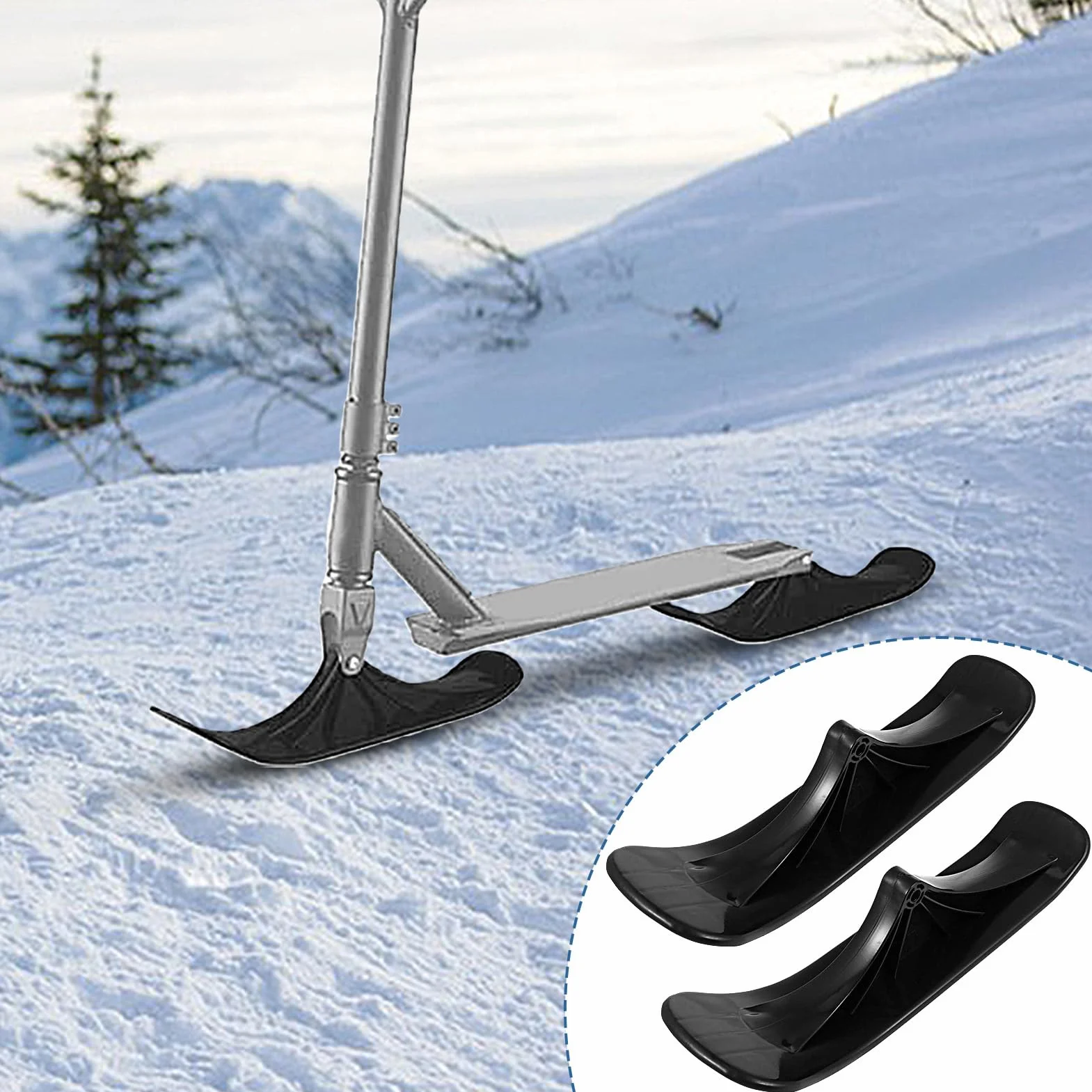 Patins de trottinette à neige, trottinette de neige, luge de trottinette, fixation de ski, patins à neige, pièces de rechange pour et adultes