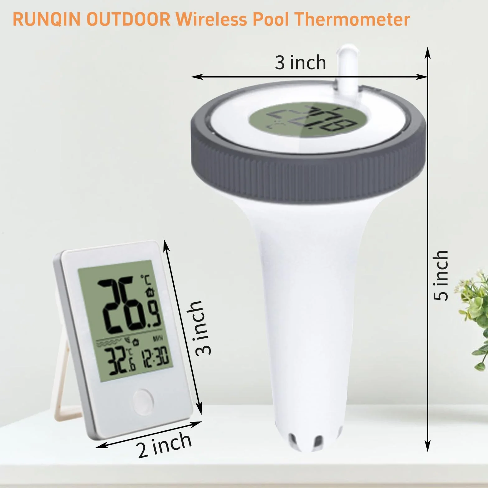 Thermomètre Piscine Flottant sans Fil Connecté LCD avec Récepteur pour Aquarium Spa Étang