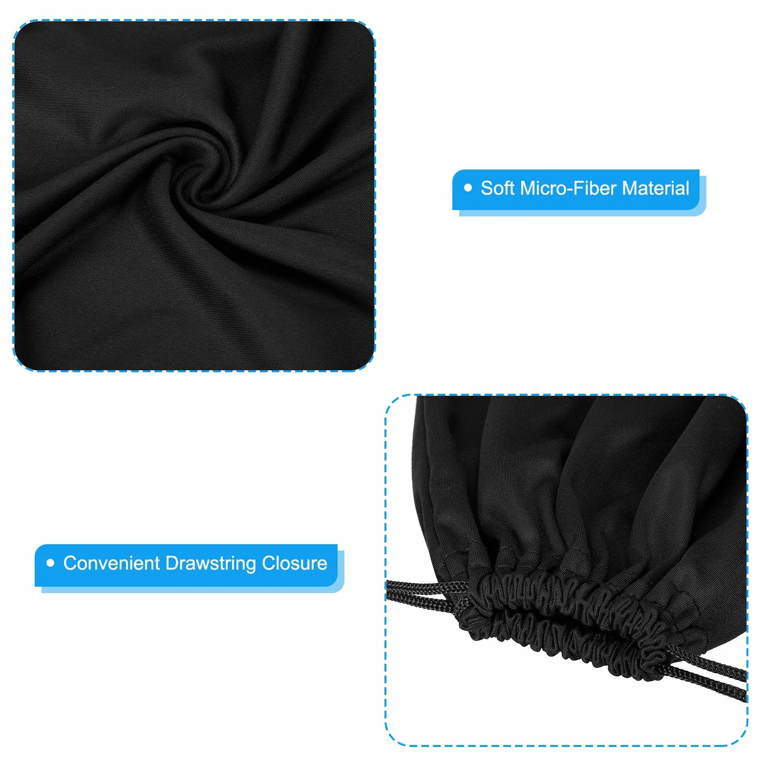 PATIKIL Ski Masque Sac 3 Paquet Microfibre Pochette Protection Rangement Étui Housse Noir 5,9" x 5,9" 10,6" x 7,1" 11,8" x 9,1"