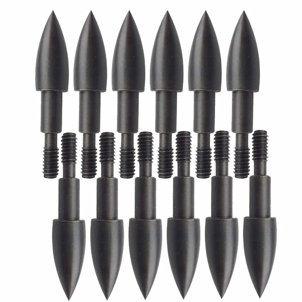 12 Pointe de Flèche en Acier Inoxydable 100 Grain pour Flèches de Carbone, Fibre de Verre et Aluminium, Adaptable, Facile à Utiliser, Ambidextre