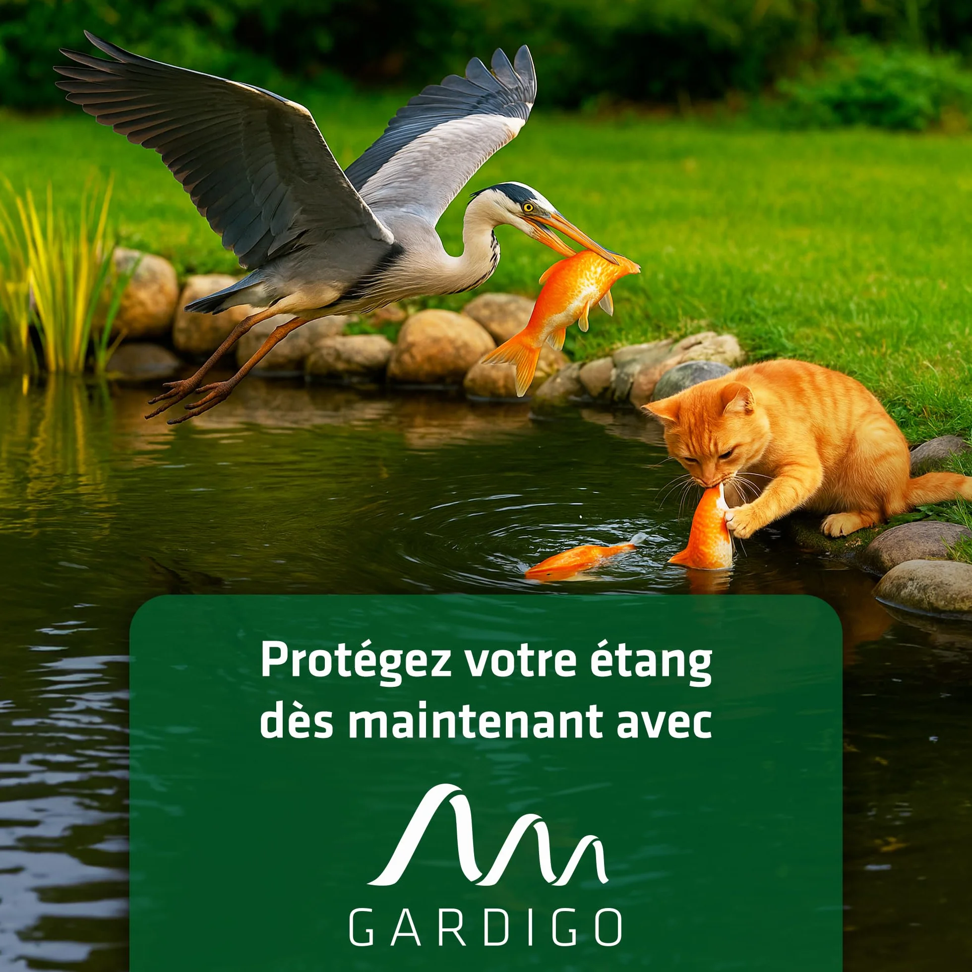 GARDIGO® Grillage Anti-Prédateurs pour Bassin 20 Pièces Modulables Barrière Anti-Hérons et Chats Kit Extensible Flottant