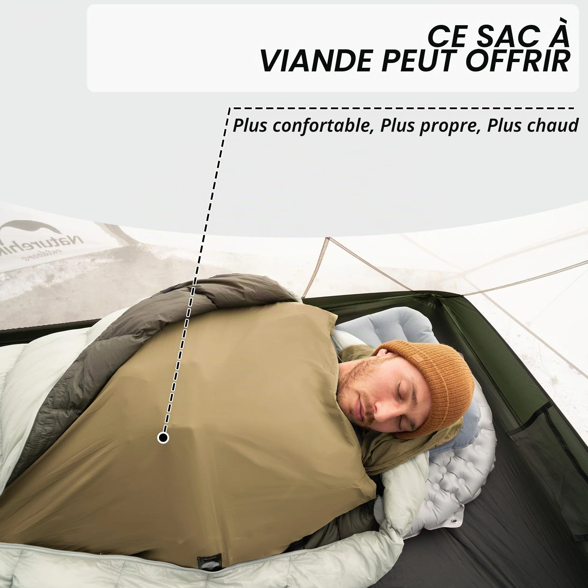 Naturehike Sac de Couchage de Refuge Ultralight Liner Seulement 128g Couverture de Voyage avec Small Pack Size Sac de Couchage Intérieur pour Le Backpacking, Les Auberges, Le Camping