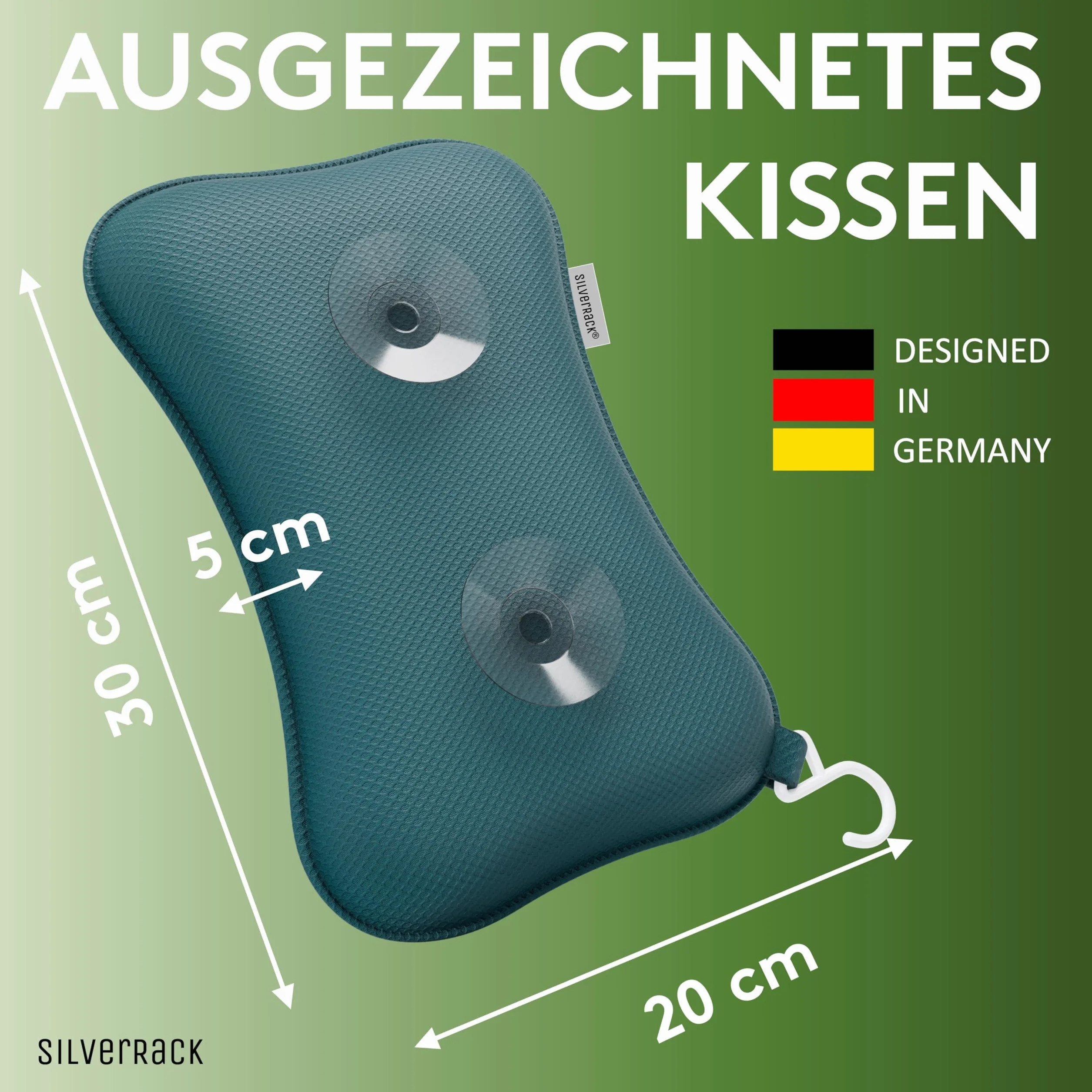 SilverRack Coussin de bain Bleu pétrole avec ventouses Appuie-tête nuque jacuzzi