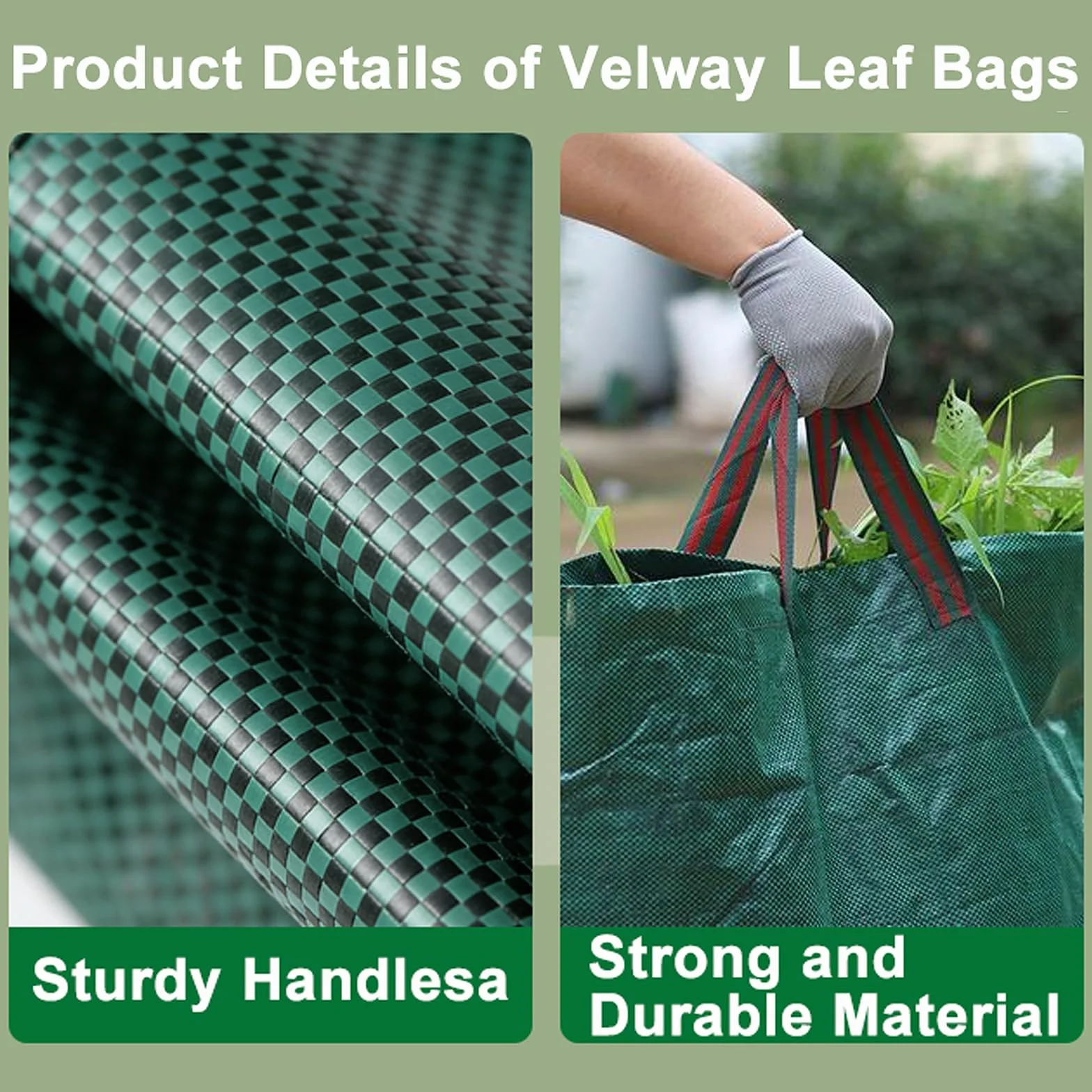 Goutime Sac à Feuilles Réutilisable 272L Pliable Jardinage Robuste 3 Poignées Imperméable Sac Déchets Verts Jardin Pelouse