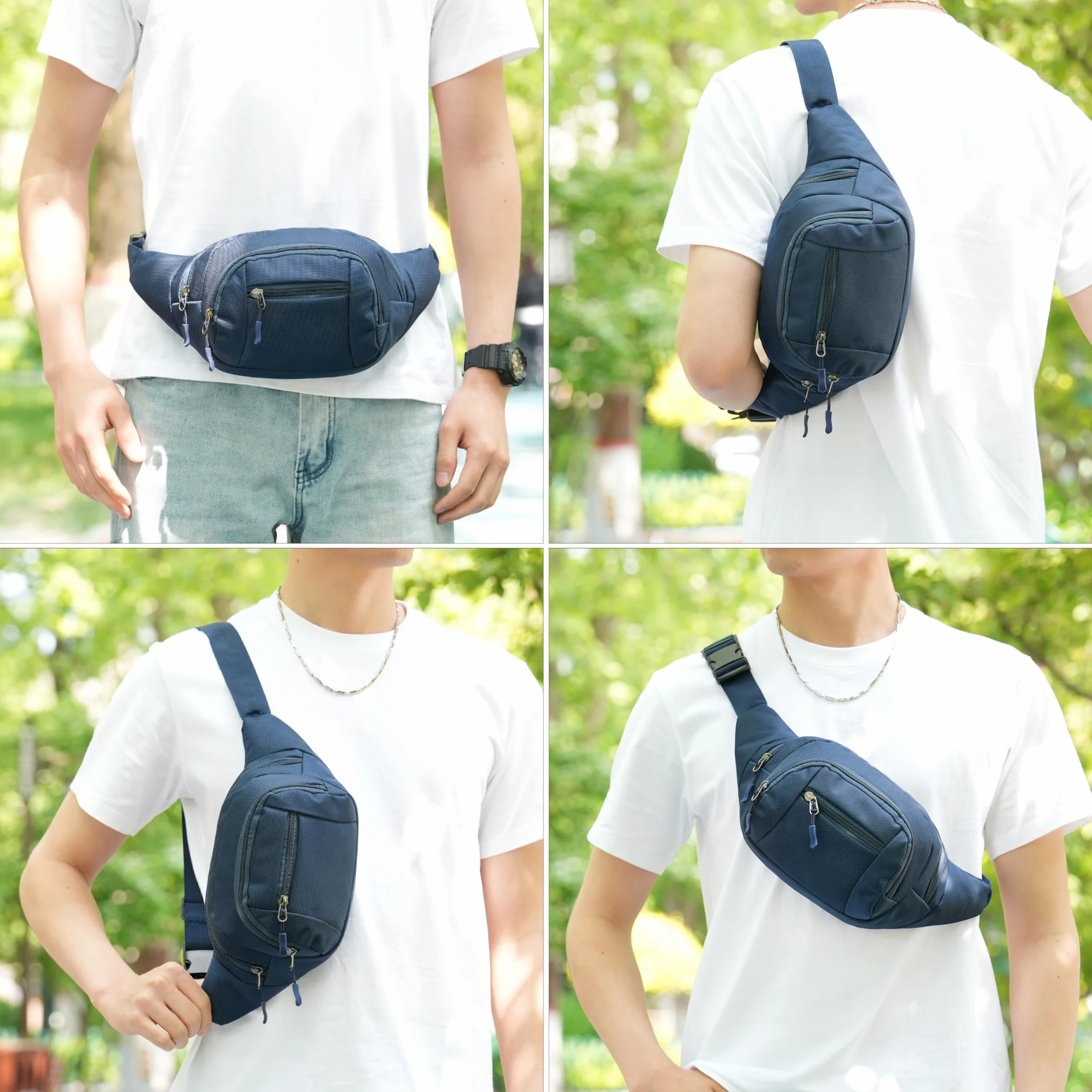 Sac Banane Homme Femme, Ceinture de Voyage Sport Pochette Ville de Sécurité pour Cacher et Protéger Argent, Sacoche Banane pour Randonnée Vacance (Bleu Marine)