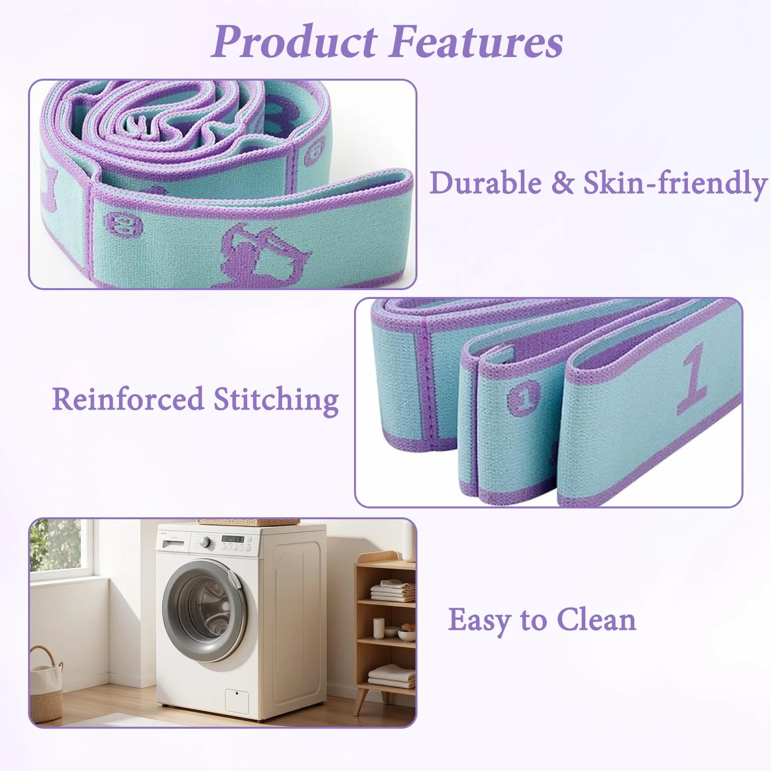 2 Pièces Yoga Stretch Bandes, Bande Elastique Musculation, Bande Elastique Fitness, Convient Pour Le Pilates, La Danse Et La Gymnastique (Violets 8 Boucles 90 Cm + Bleus 9 Boucles 110 Cm)