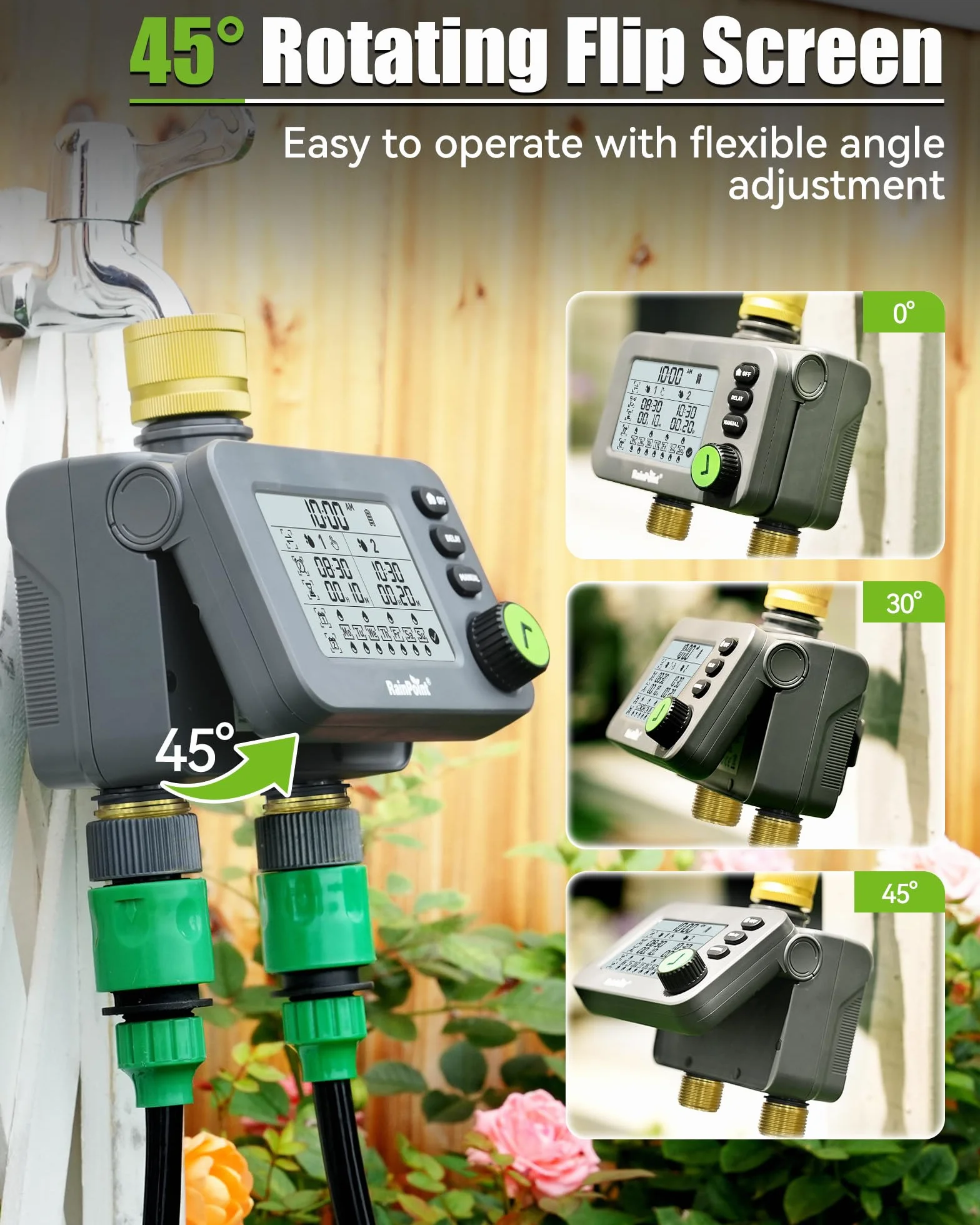 RAINPOINT Programmateur Arrosage 2 Sorties, Minuteur Automatique Jardin IP54