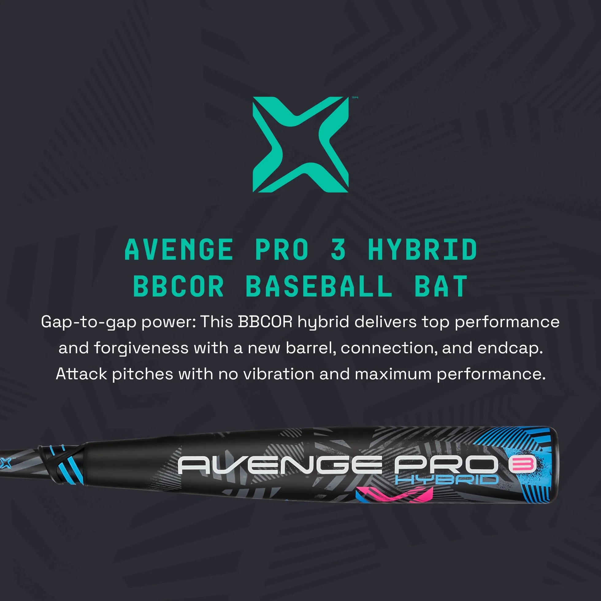 Axe | Avenge Pro 3 Hybrid | Batte de baseball BBCOR | Drop -3 | Hybride 3 pièces | Corps de 6,3 cm | Noir/Bleu/Rose