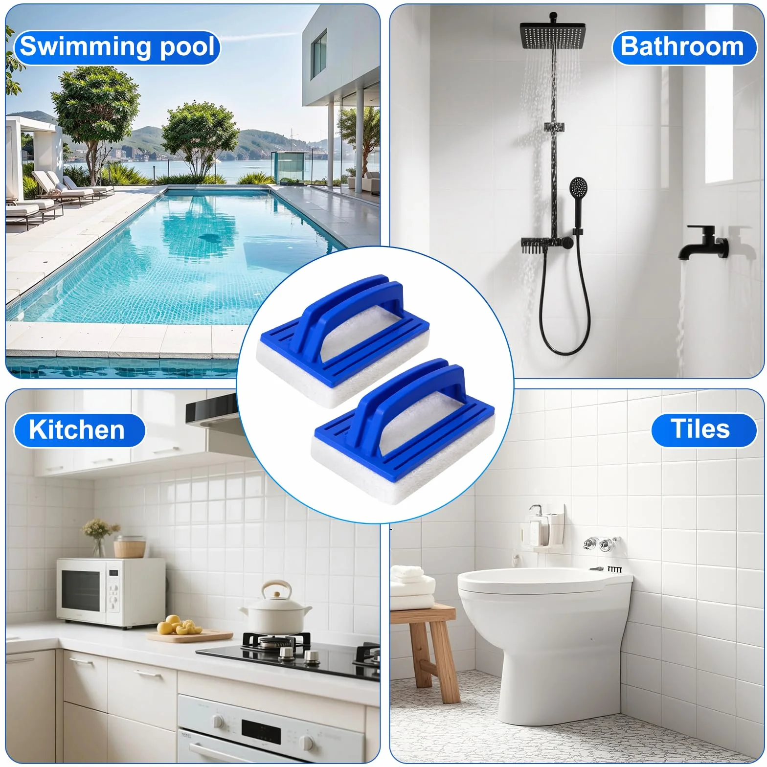 Brosse Éponge Ligne d'eau Piscine 2 Pièces Nettoyage
