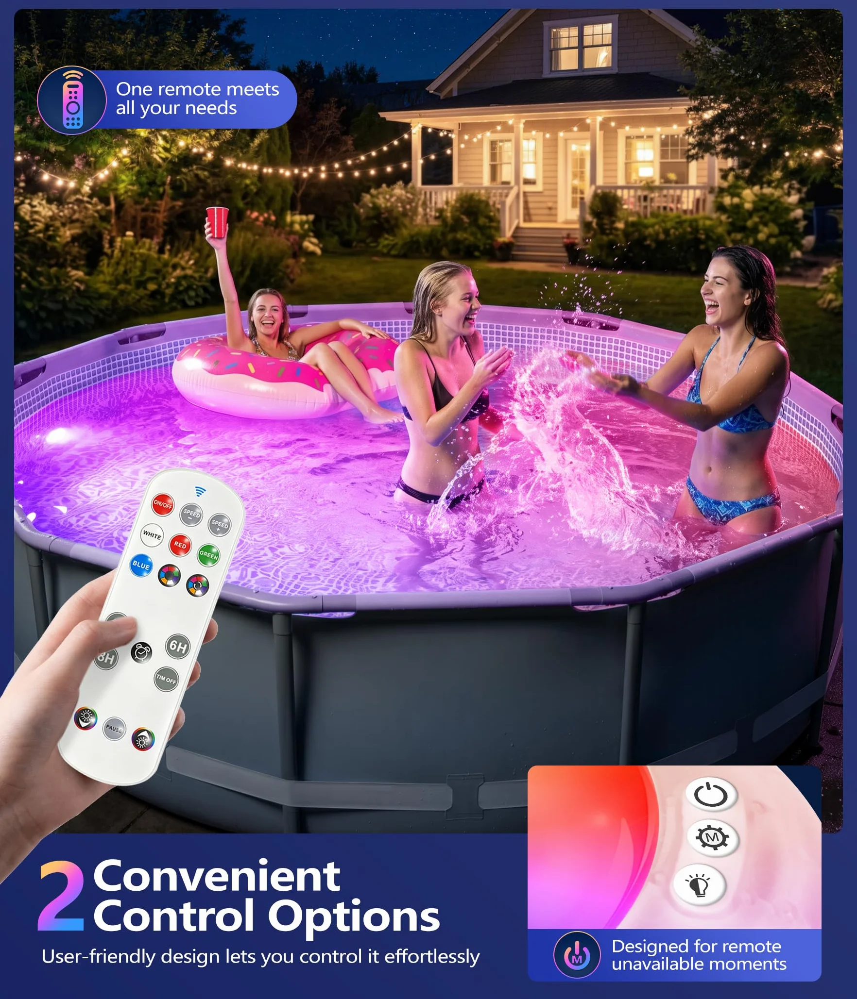 DeeprBlu Éclairage Piscine Submersible Sans Fil IP68 Rechargeable avec Télécommande