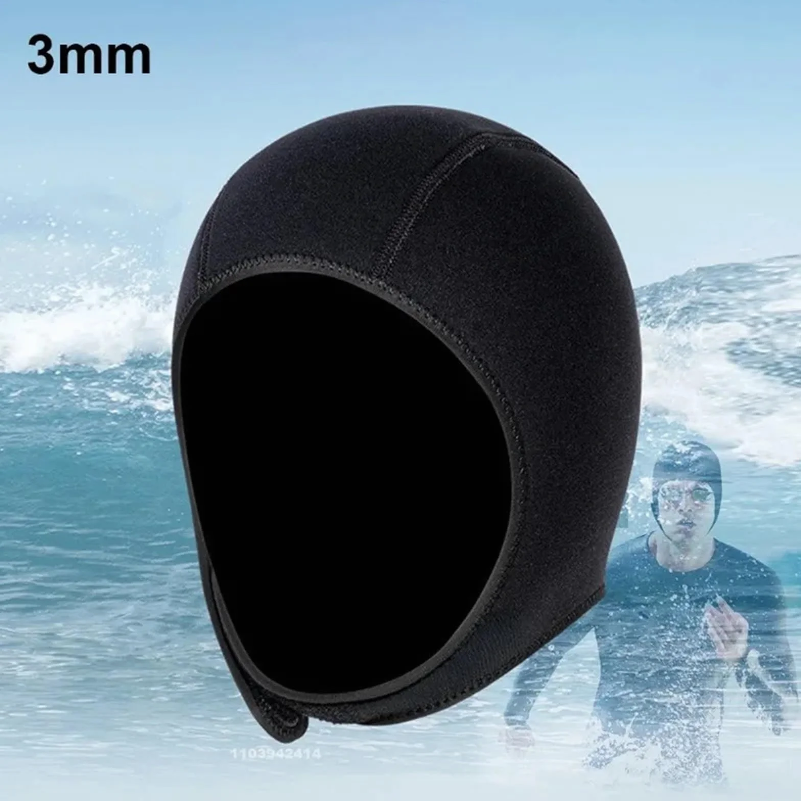 Cagoule de plongée en néoprène 3 mm, Combinaison Thermique, Bonnet Extensible, Bain avec mentonnière, Surf, for Hommes et Femmes