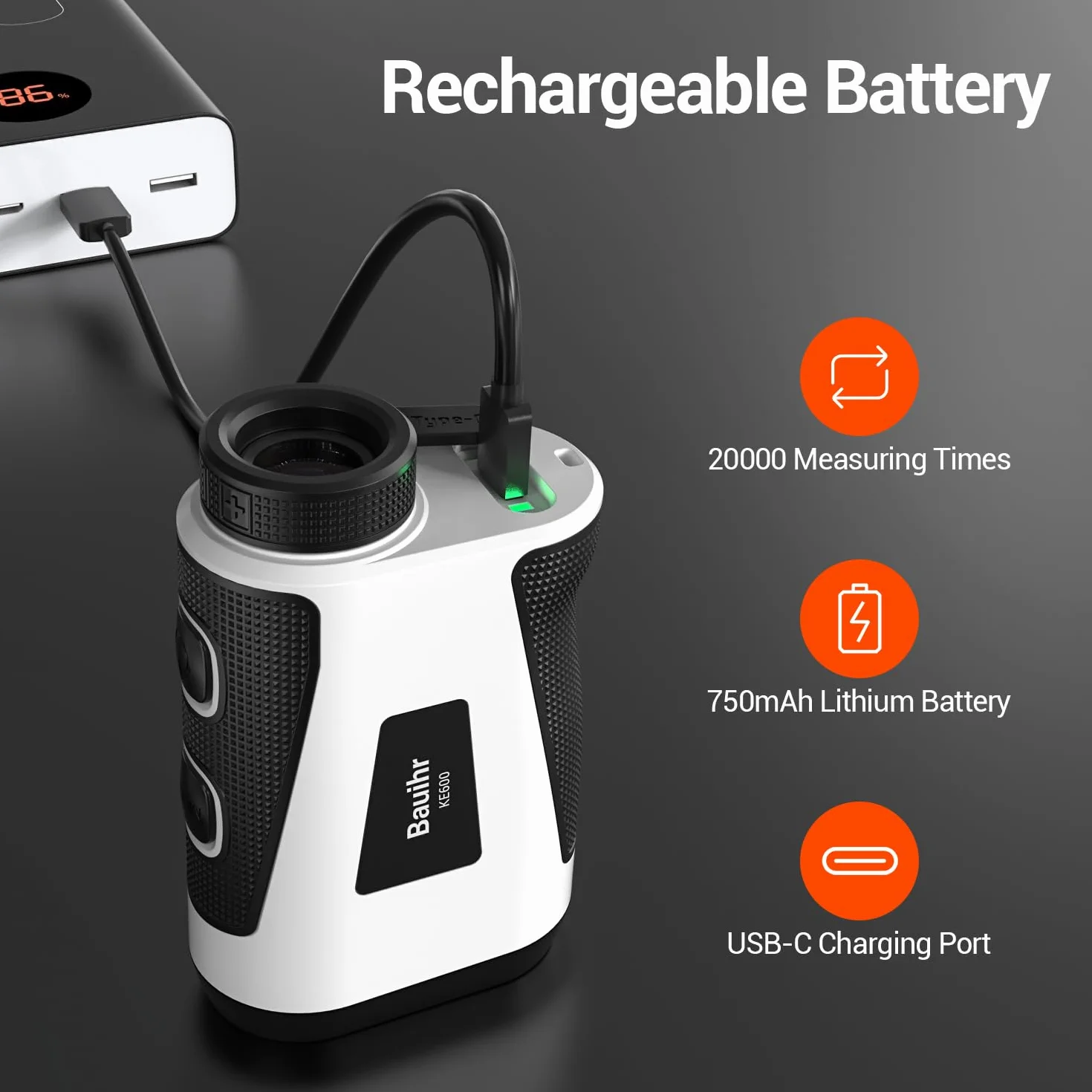 Bauihr Télémètre Golf 656Yards Laser avec Slope Compensation 6X Grossissement Vibration de Verrouillage Rechargeable USB
