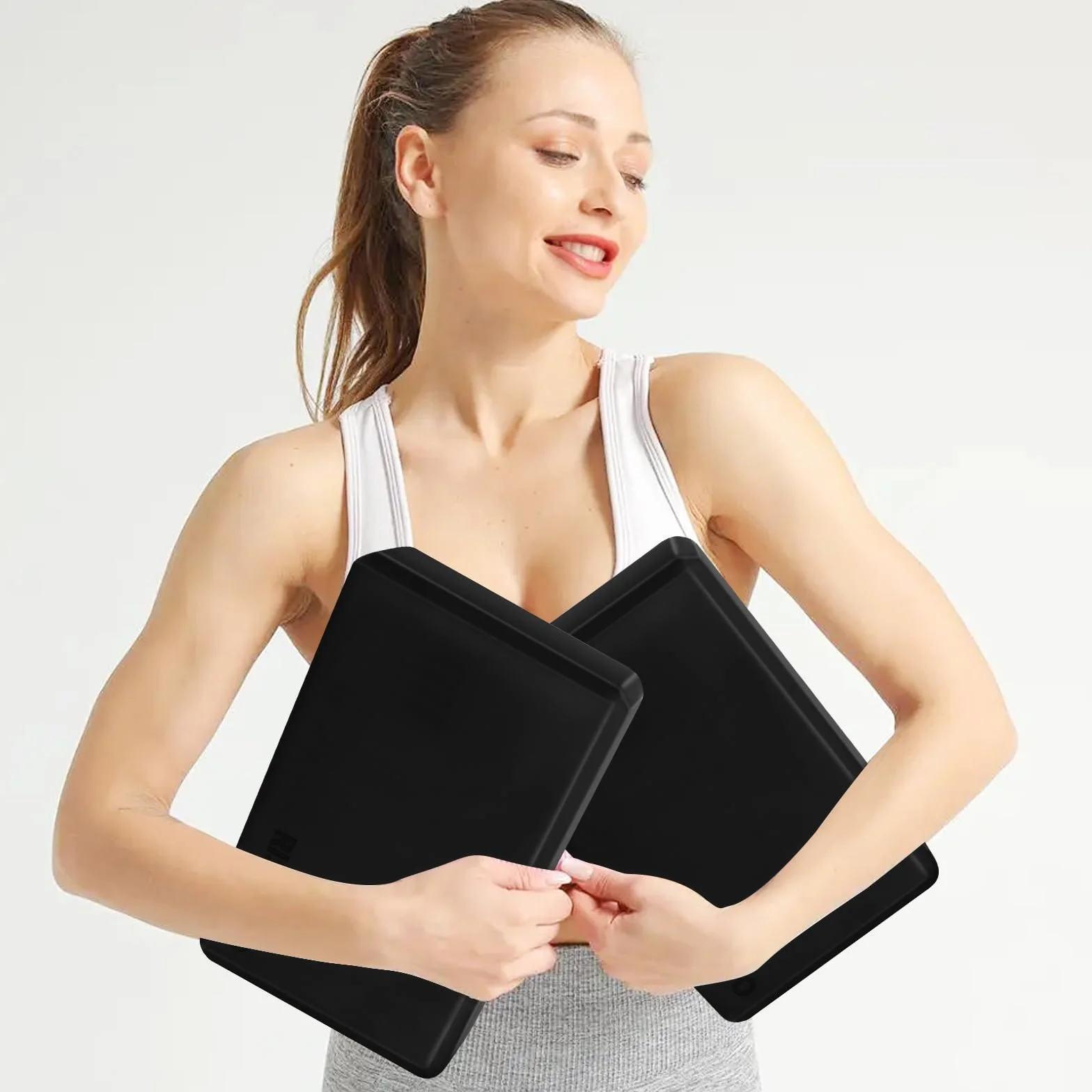 RISVOWO Brique Yoga, Lot de 2 Blocs, Kit en Mousse EVA à Haute Densité pour Pilates, Méditation, Fitness et Stretching
