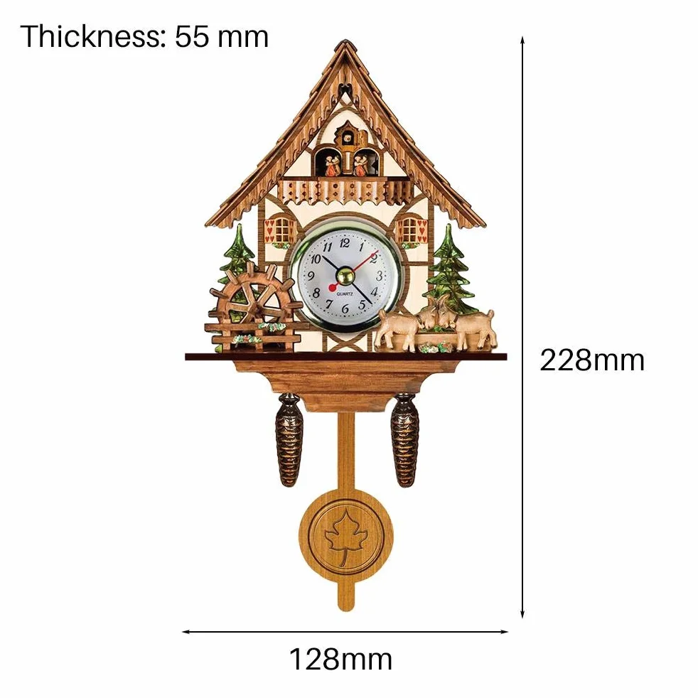 Horloge Murale à Coucou en Bois Style Traditionnel Nord-Ouest Europe Panneau MDF