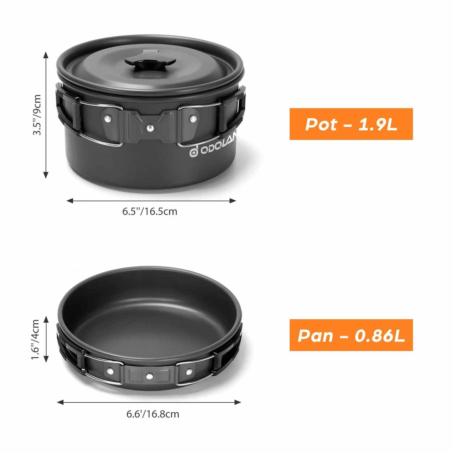 Odoland Multi-PCS Kit de Casseroles Camping, Cookware Kit en Alliage d'Alu, Légère, Durable et Compact avec Réchaud de Camping, Bouilloire, Tasse pour Pêche/Survie/Randonnée/Outdoor/Pique-Nique