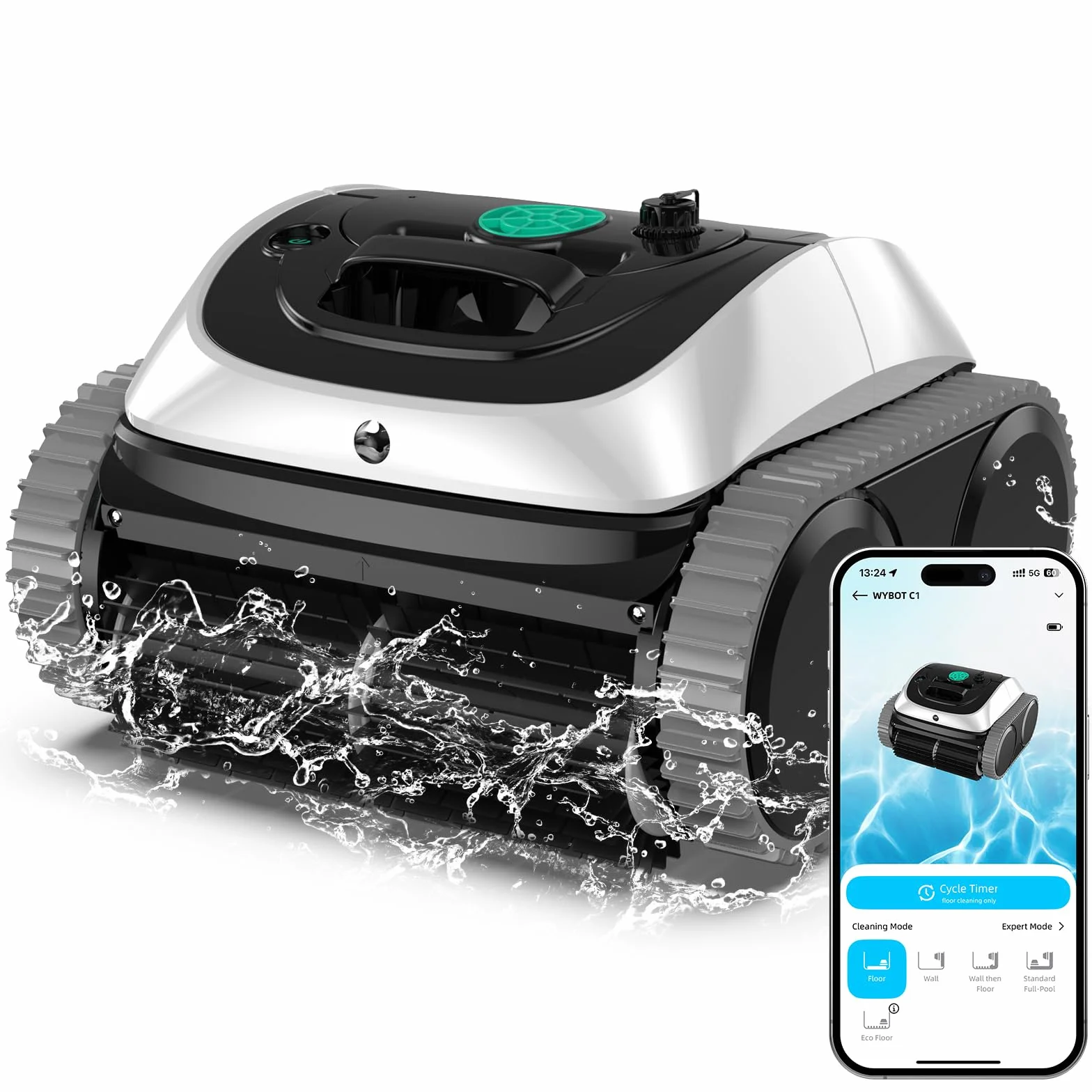 WYBOT C1 Robot Piscine Fond et Parois 150 Min Aspirateur Piscine Intelligente Nettoyage Automatique Sol 150m²