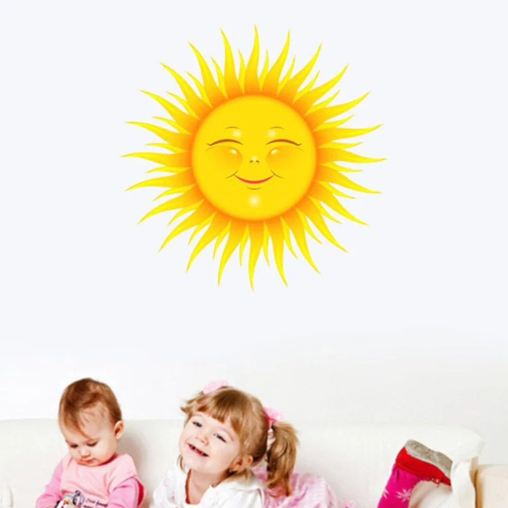Veemoon Autocollants Muraux Soleil Cartoon PVC Chambre Enfant Décoration Facile Appliquer Enlever Sans Résidu Salon Cuisine