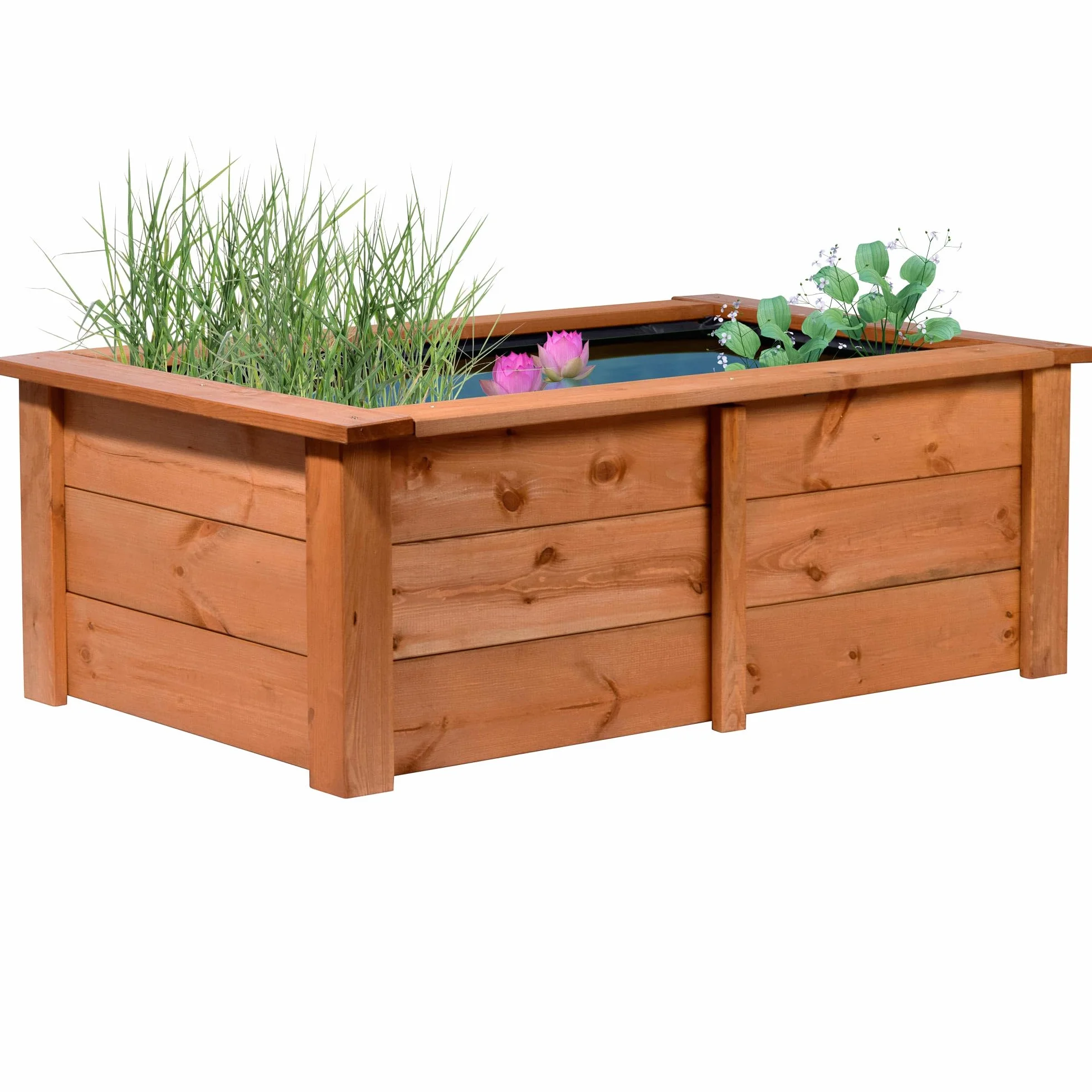 Dobar Étang de Jardin en Bois Robuste 120 x 72 x 42 cm avec Bâche de Protection