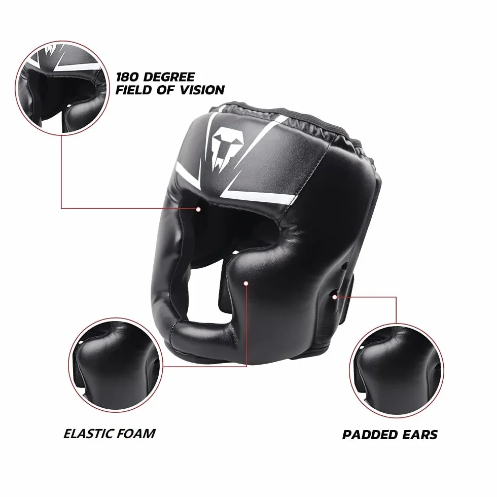 Casque de Boxe pour Enfant Adulte Résistant Aux Chocs Visage Oreille Protecteur Tête Garde Casque pour Boxe MMA Entraînement Muay Thai Kick Boxing Arts Martiaux Sparring