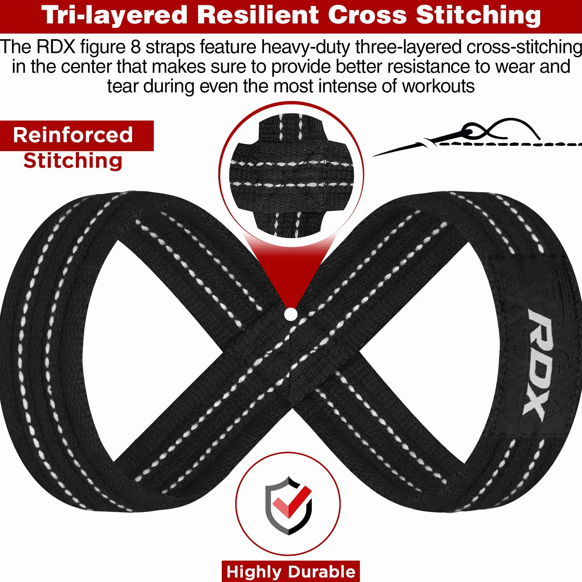 RDX Figure 8 Sangle Musculation Support de Poignet Bandage Fitness Lifting Straps