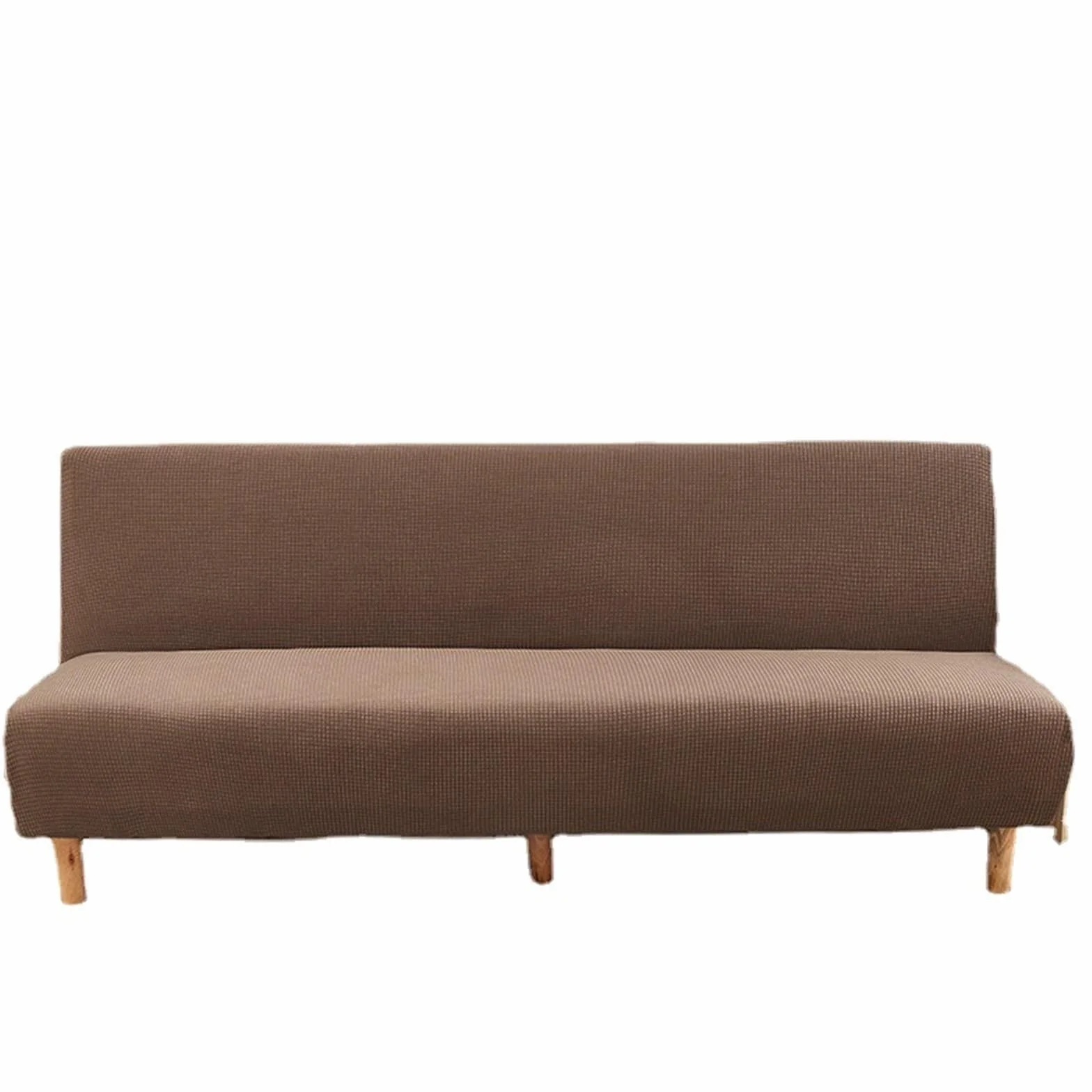 Housse de Canapé sans Accoudoirs 2-3 Places Jacquard Extensible Imperméable Résistant aux Taches Clic Clac Beige 160-190cm