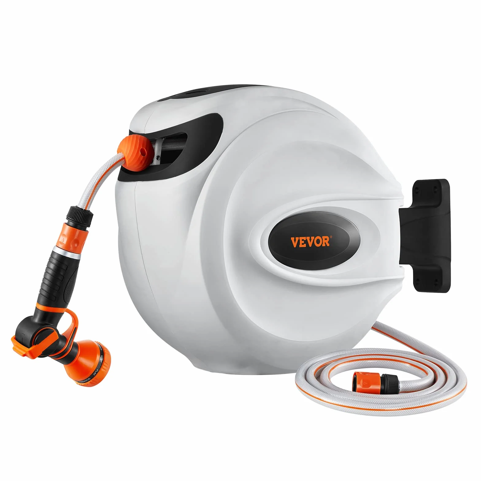 VEVOR Enrouleur Tuyau Arrosage Mural 20 m x 12 mm Support Pivotant 180° Dévidoir Tuyau Eau Buse 9 Modèles Rembobinage Auto