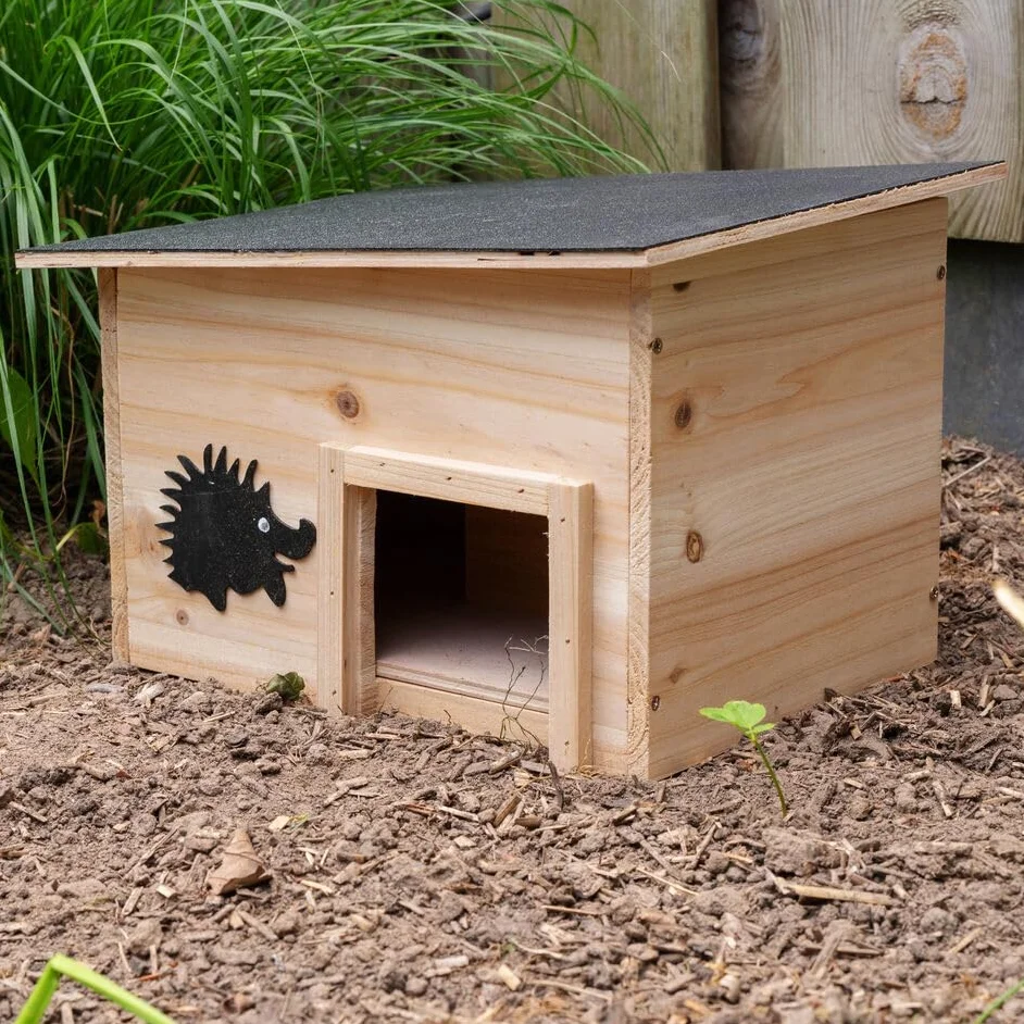 URBNLIVING Abri en bois pour hérissons de jardin Refuge nature avec toit Anti-prédateurs