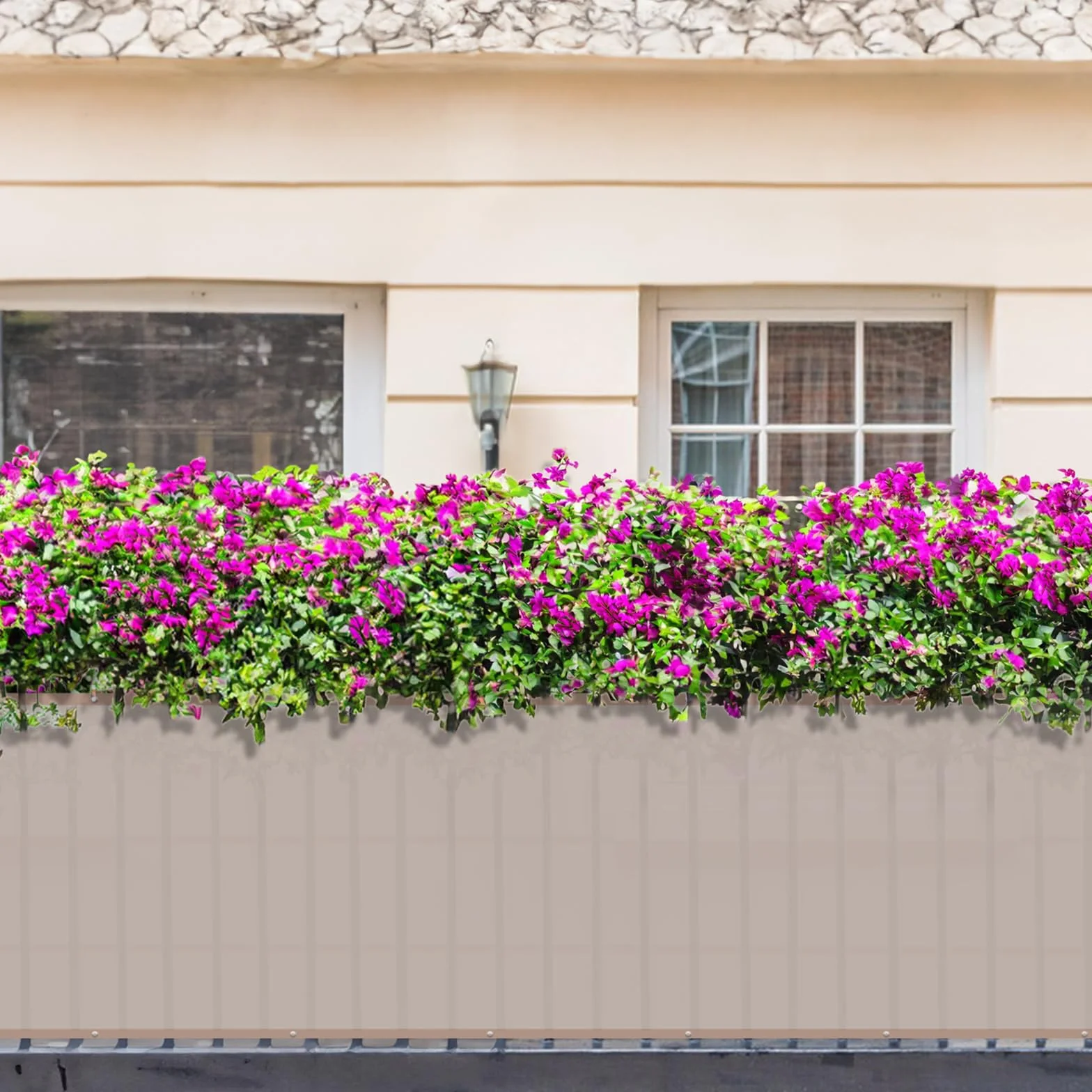 Sunnylaxx Brise Vue Balcon Taupe 100x300cm Cache Brise Balcon Jardin Exterieur PES UV Resistant