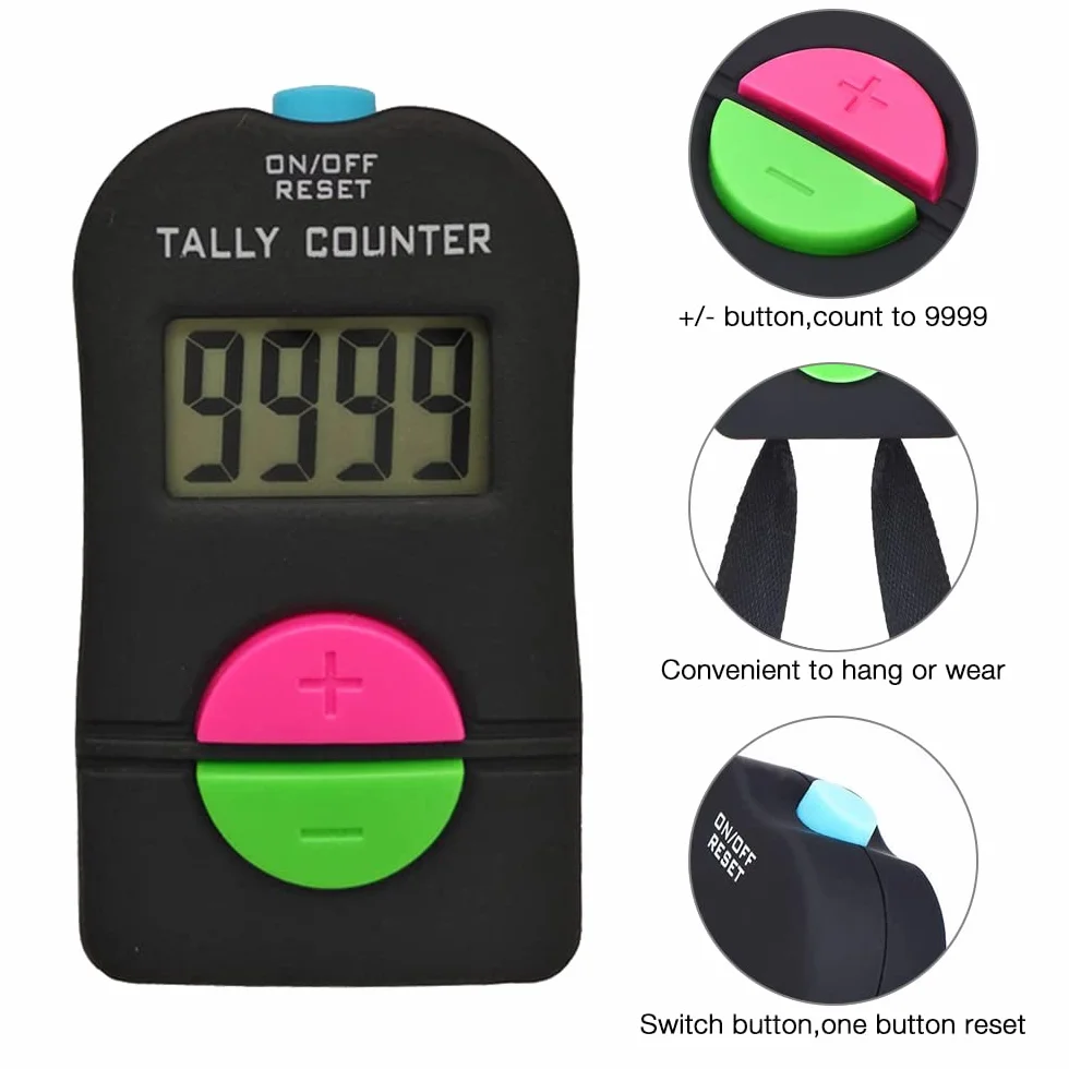 Compteur à Main Numérique Sport Golf 2 Pièces Clicker Manuel Addition Soustraction Électronique 0-9999