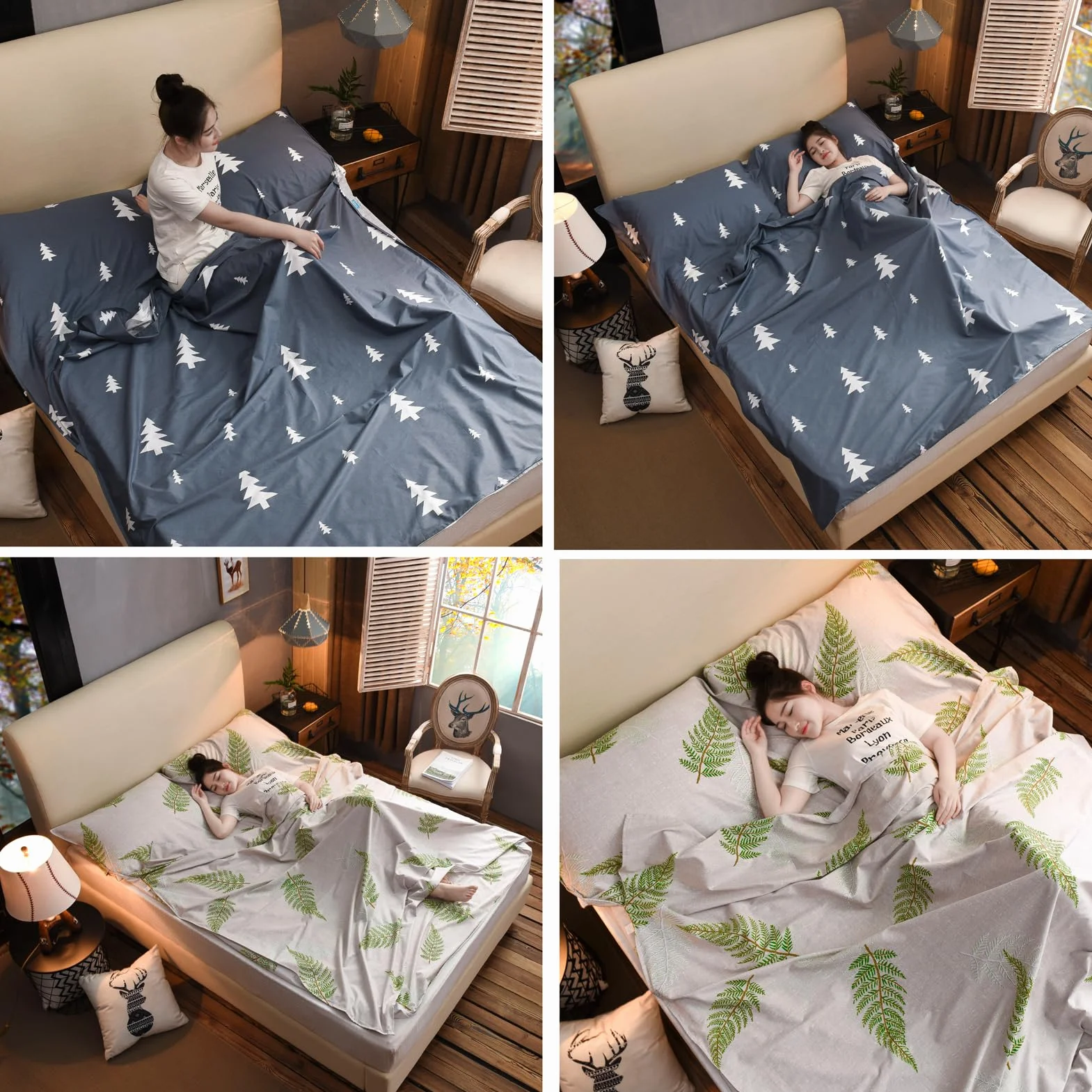 Azarxis Sac de Couchage en Coton 1 2 Personnes Drap de Sac de Couchage Compact Léger Confortable pour Hôtel Auberge Voyage Camping