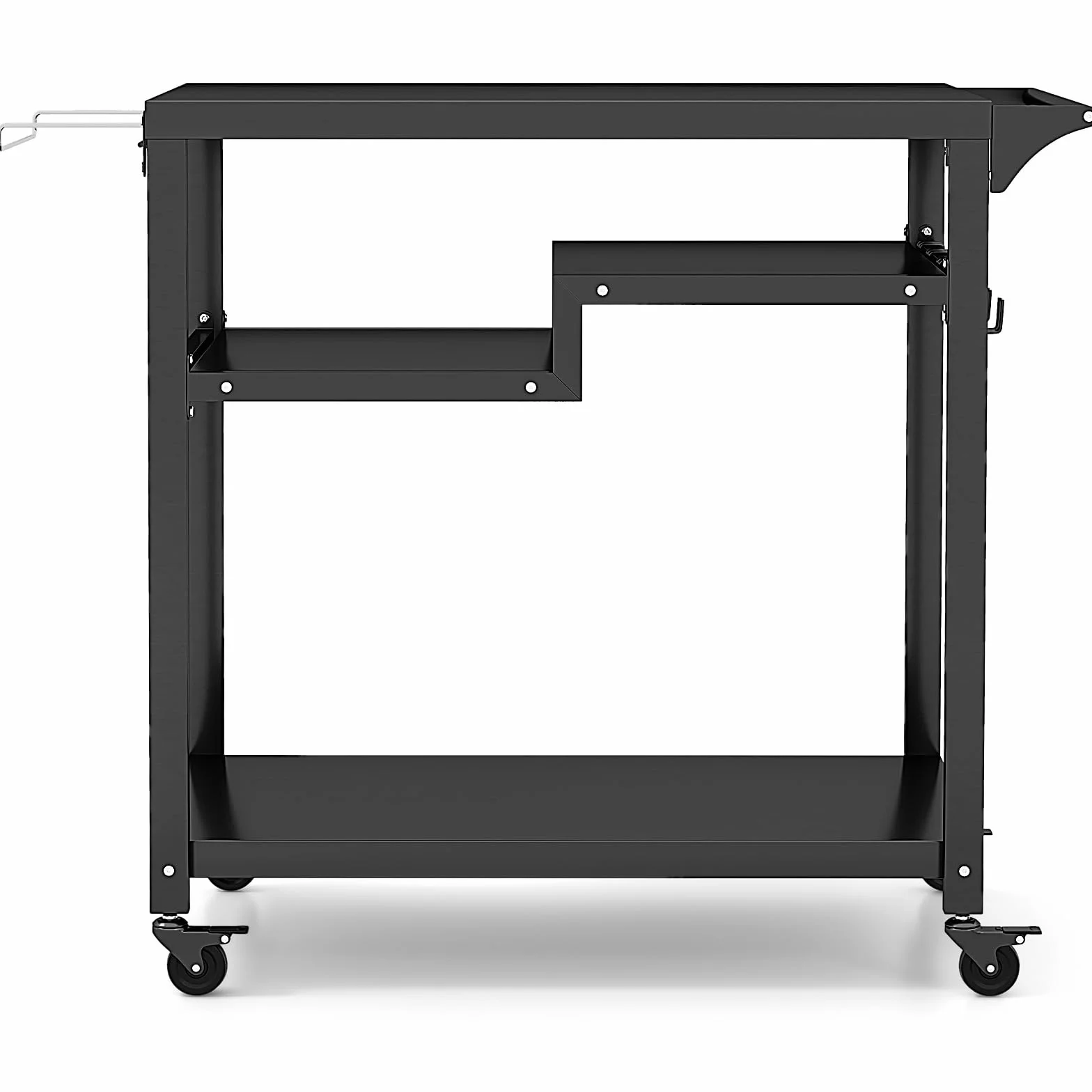 GOPLUS Desserte Jardin Exterieur Chariot Barbecue 4 Roues 4 Crochets Étagère 111x50.5x93 cm Charge 50kg