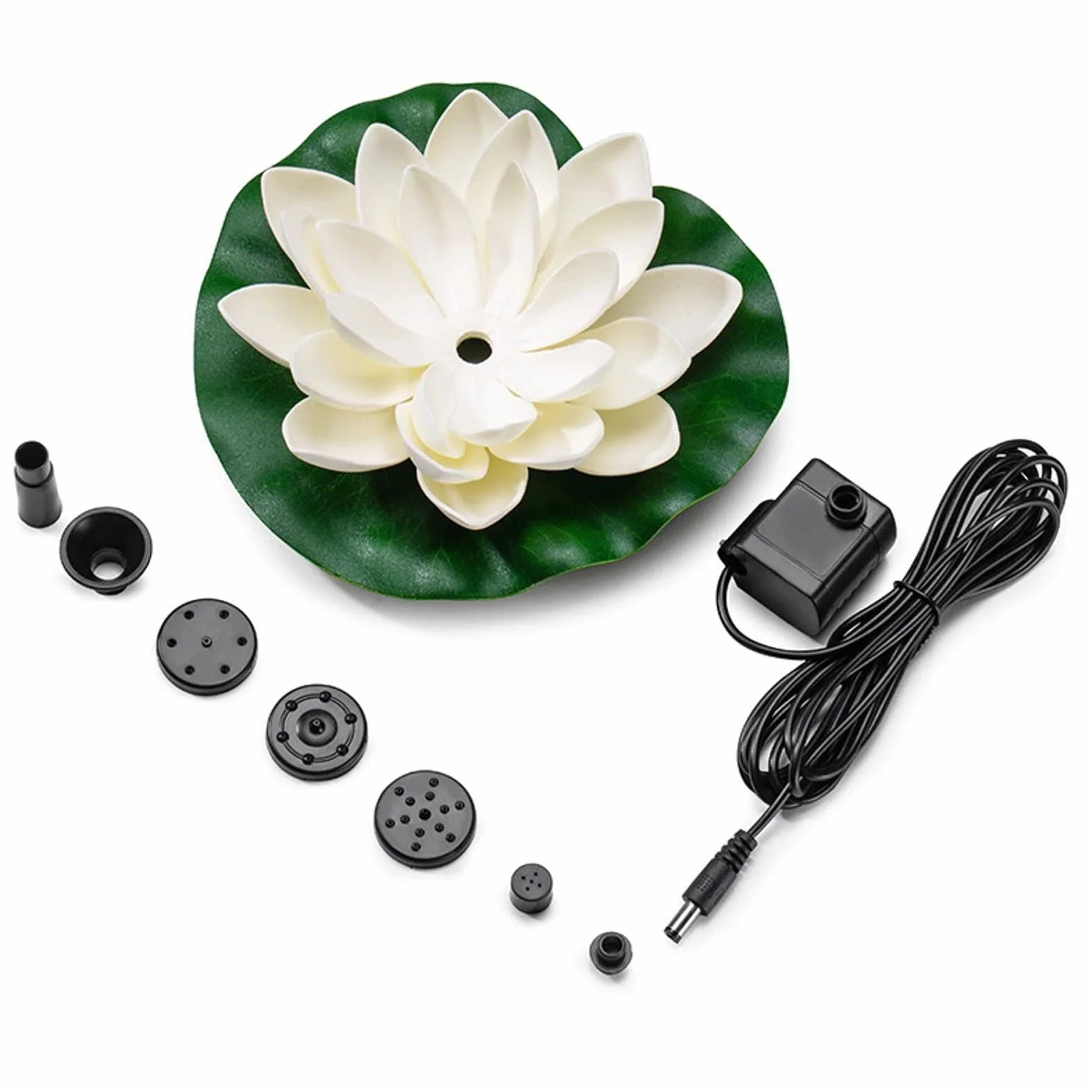 Fontaine Solaire Flottante Lotus Pompe pour Bassin Décoration Extérieure Blanc