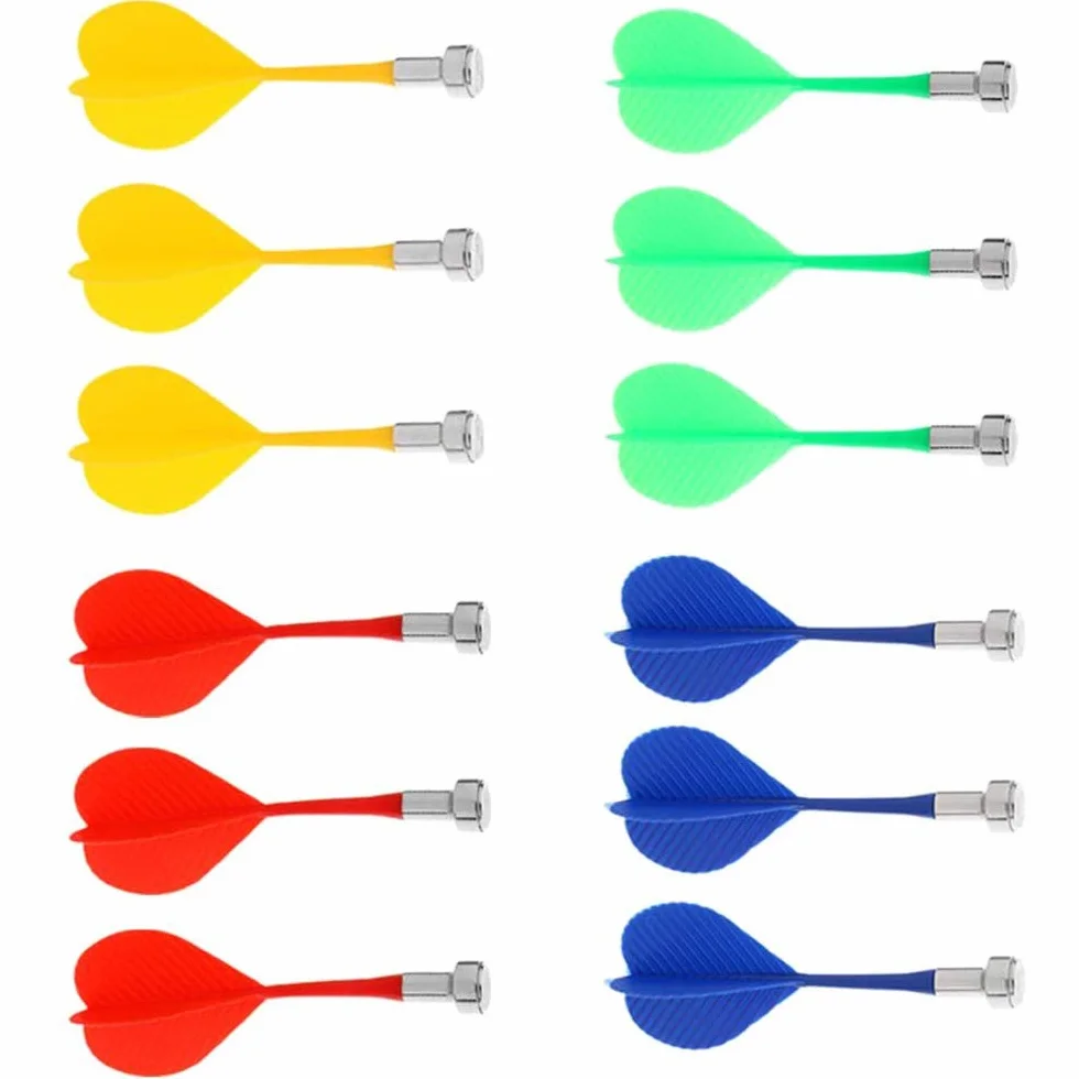 POFET 12pcs fléchettes magnétiques fléchettes de Rechange de sécurité Accessoires de Jeu d'intérieur Cible 4 mélange de Couleurs