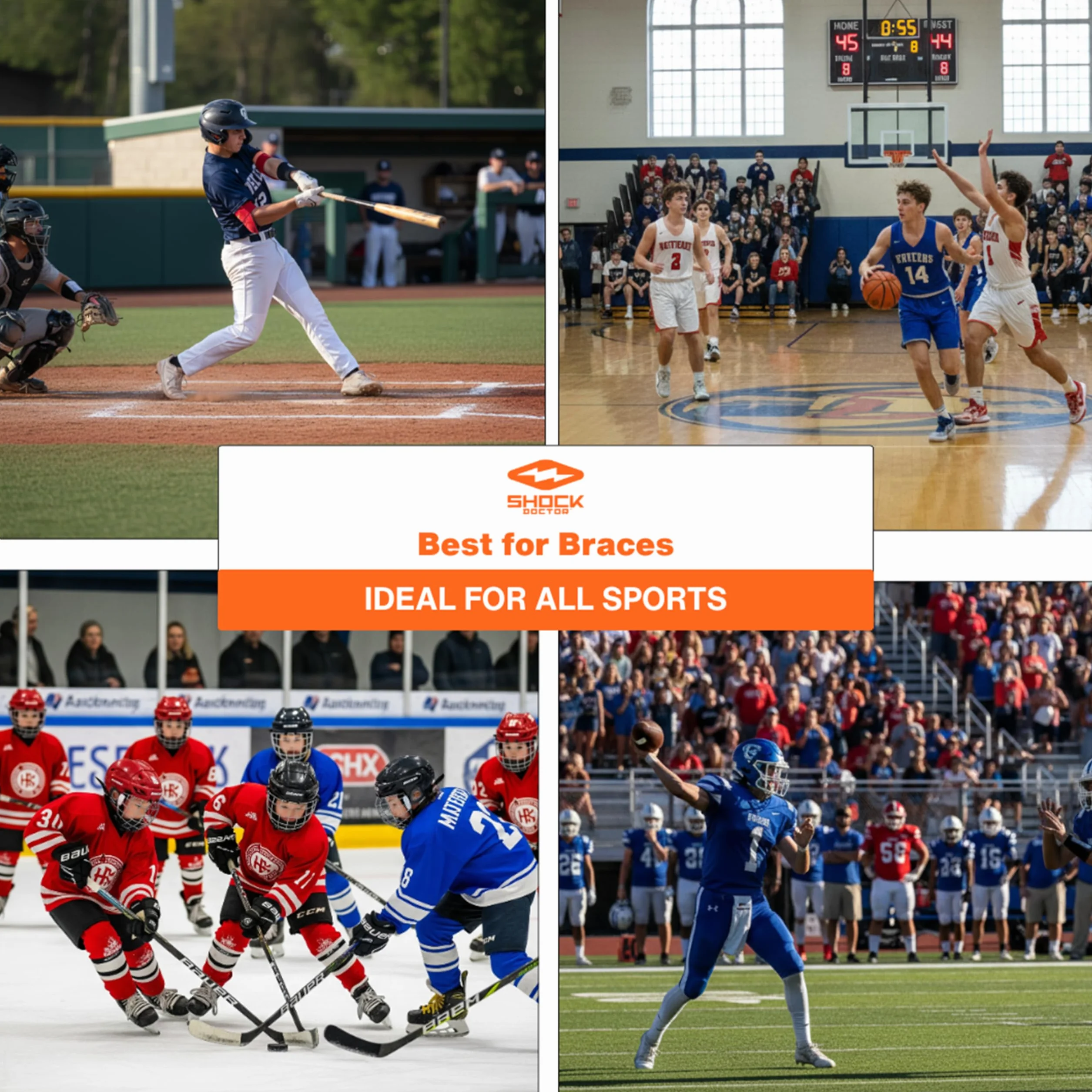 Shock Doctor Protège Dents pour Appareils Braces Enfants Rugby MMA Boxe Lacrosse Basketball Sports de Contact