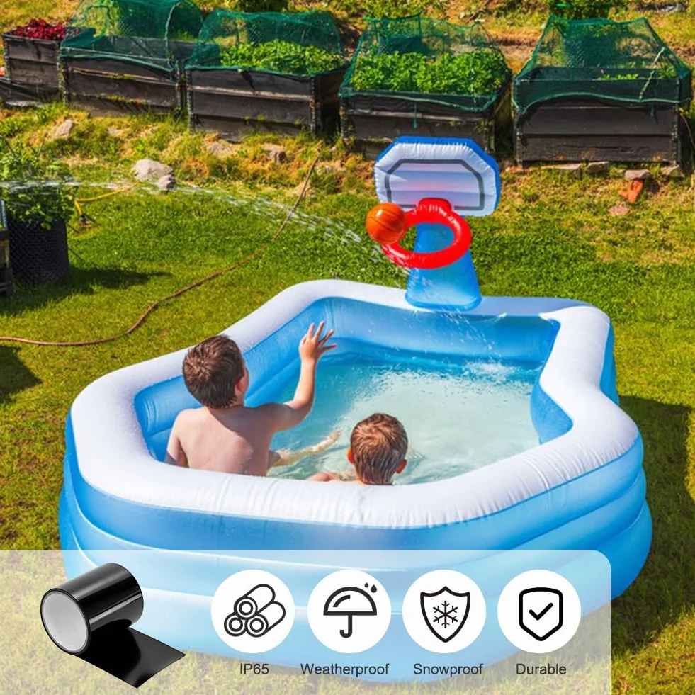 Ruban Réparation Bâche Bassin 10cm x 150cm, Bande Étanche Forte Adhérence Résistant à l'Eau