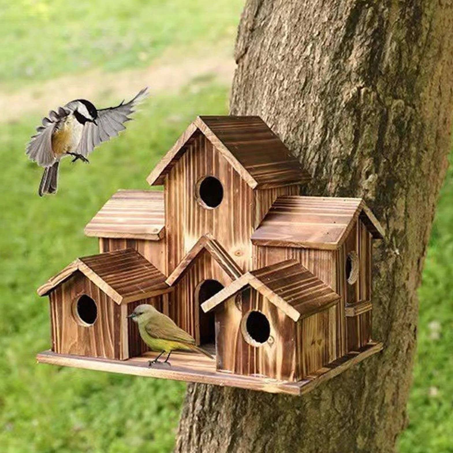 Maison Oiseaux Bois Grande Rustique Extérieur Nidification Cintre Oiseaux Sauvages Jardin Balcon