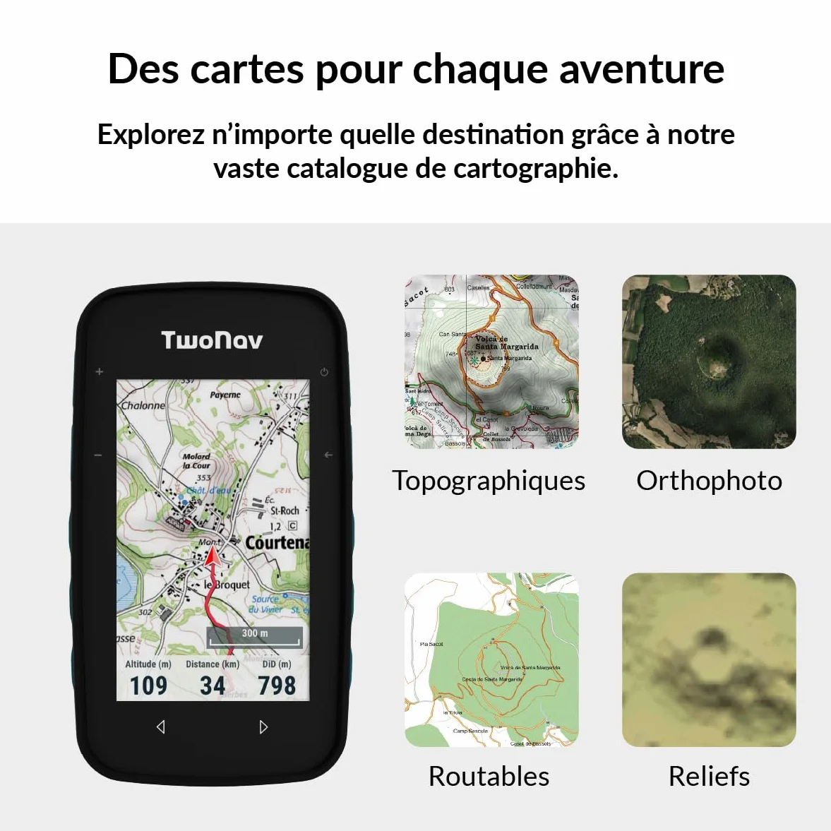 TwoNav Cross Plus (32 Go) + Carte 5 Dalles de France IGN Top25, GPS de Sports avec écran 3,2 Pouces pour VTT, vélo, Trekking ou randonnée