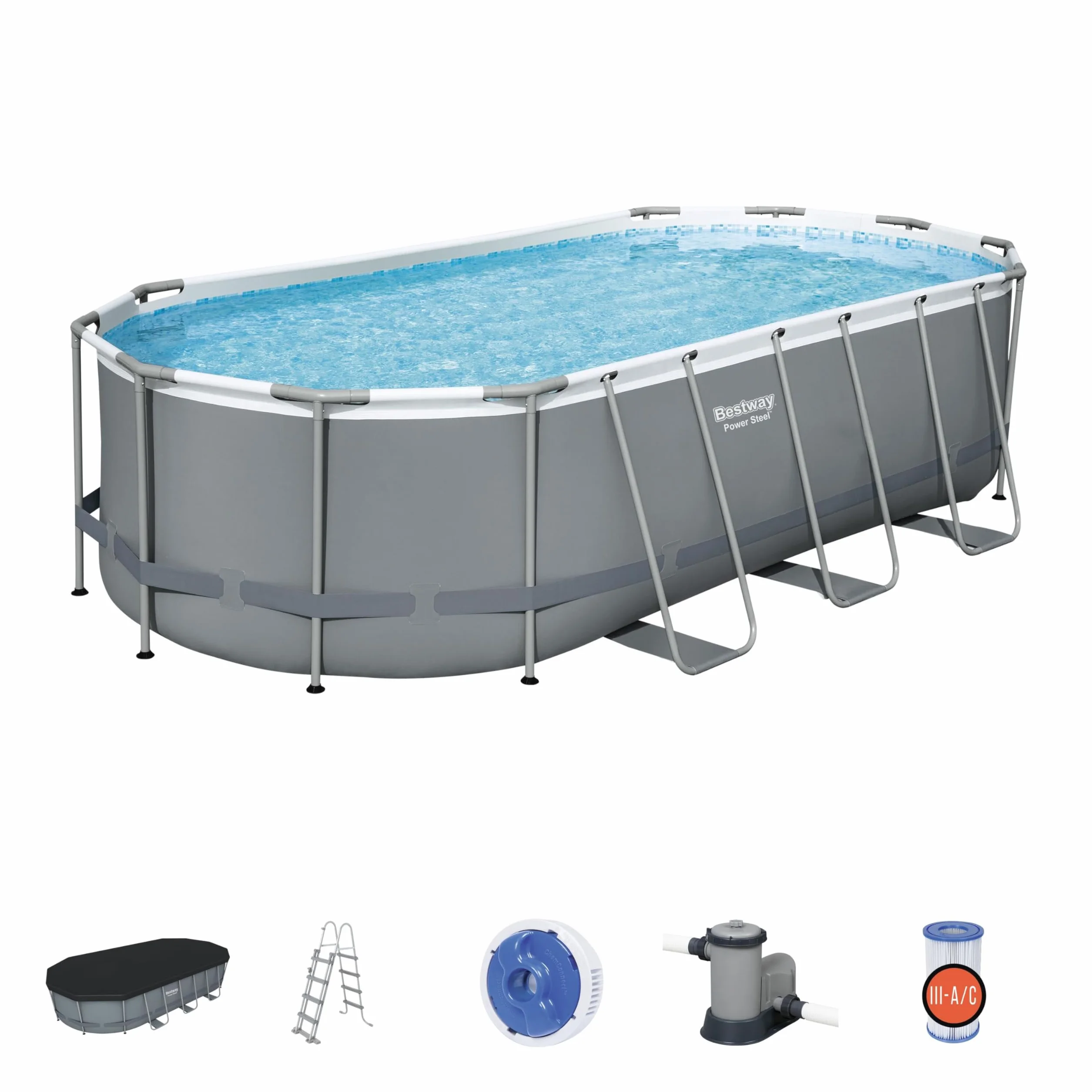 Bestway Piscine Hors Sol Ovale Power Steel 549 x 274 x 122cm